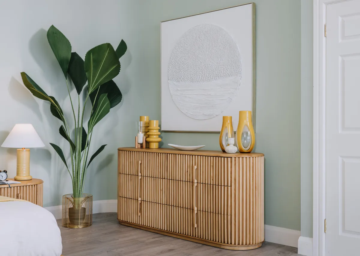 6 Drawer Slatted Oak Dresser - Bradley