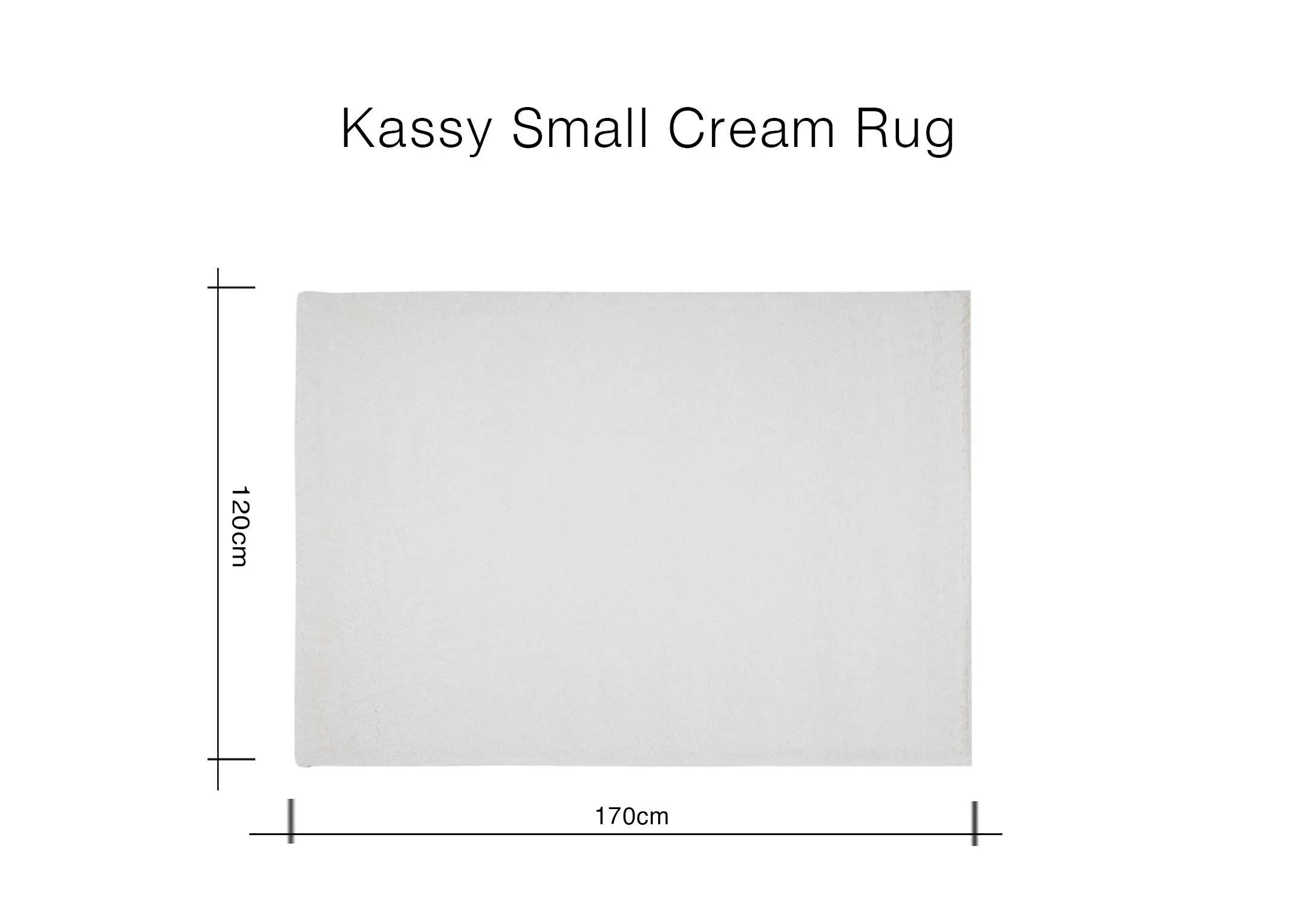 A dimension image of the Kassy Rug with 120cm x 170cm