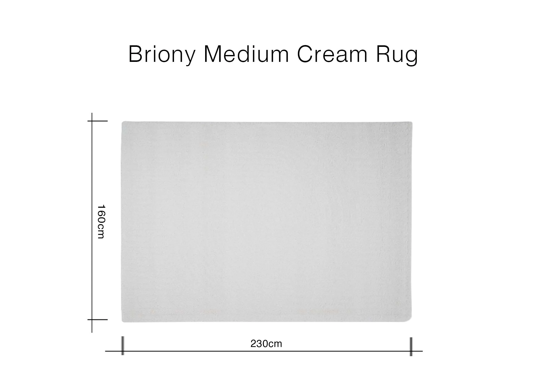 A dimension image of the Briony Medium rug with 160cm x 230cm