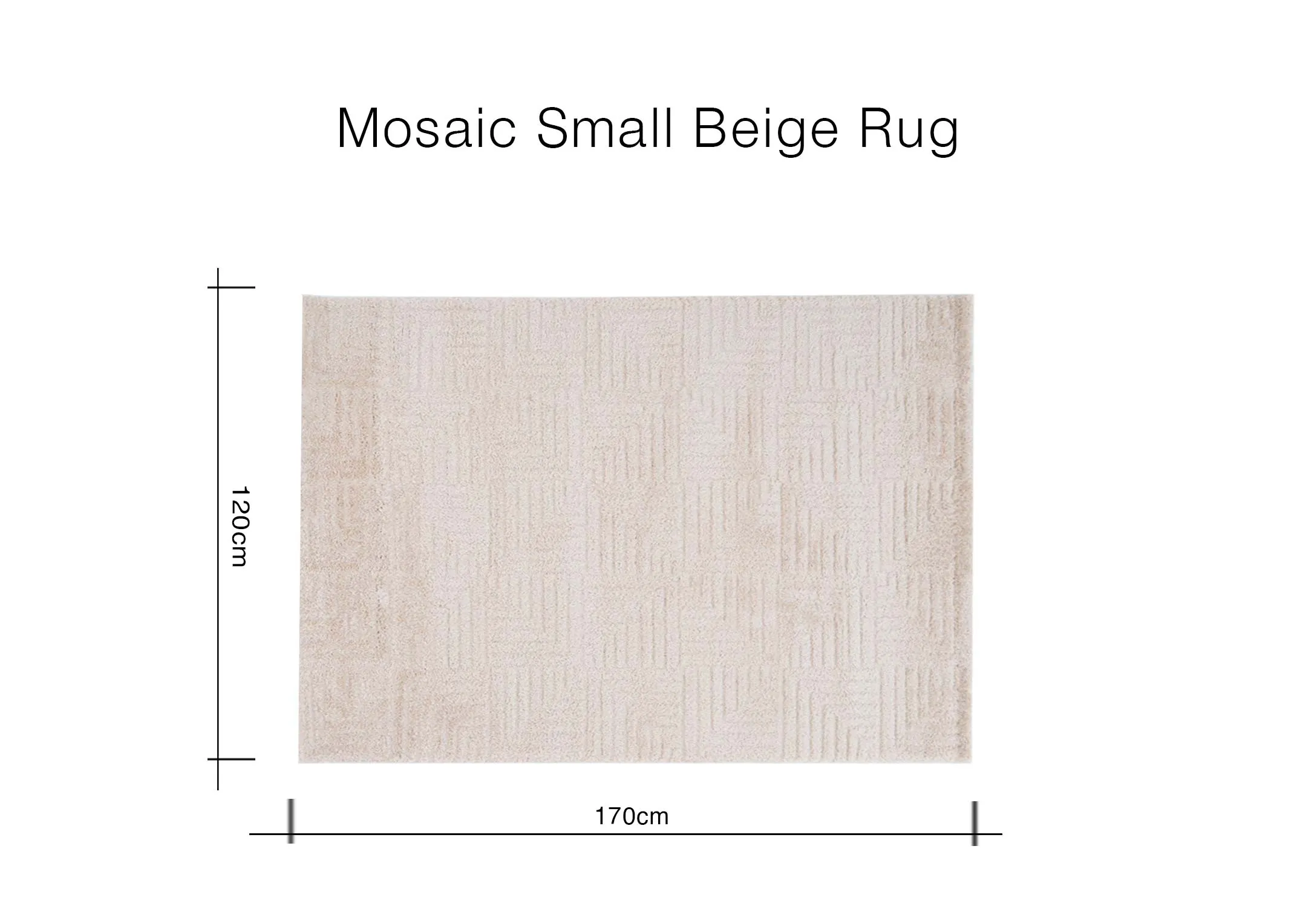 A dimension image of the Mosiac rug with 120cm x 170cm