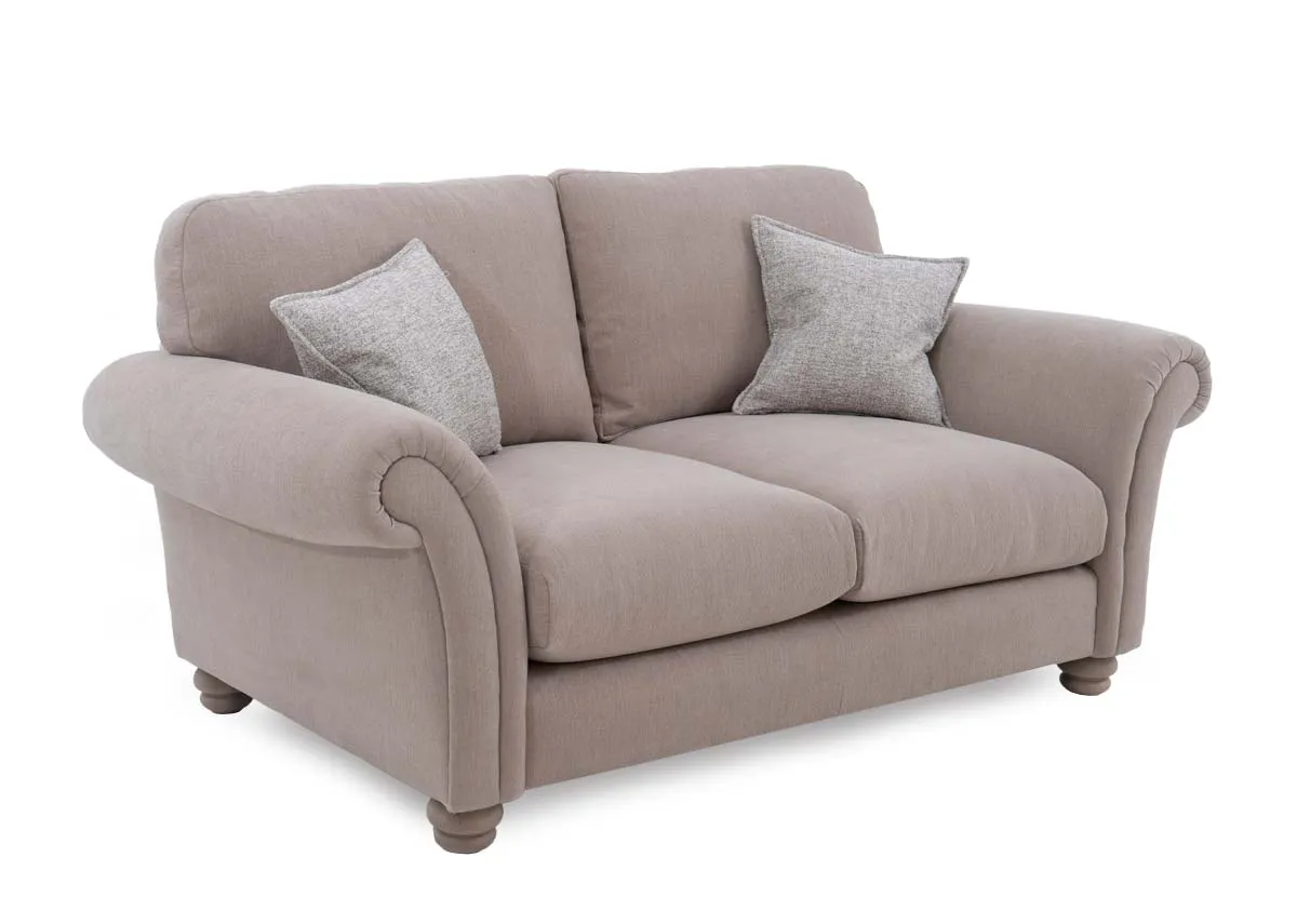 2 Seater Light Brown Fabric Highback Sofa - Paloma