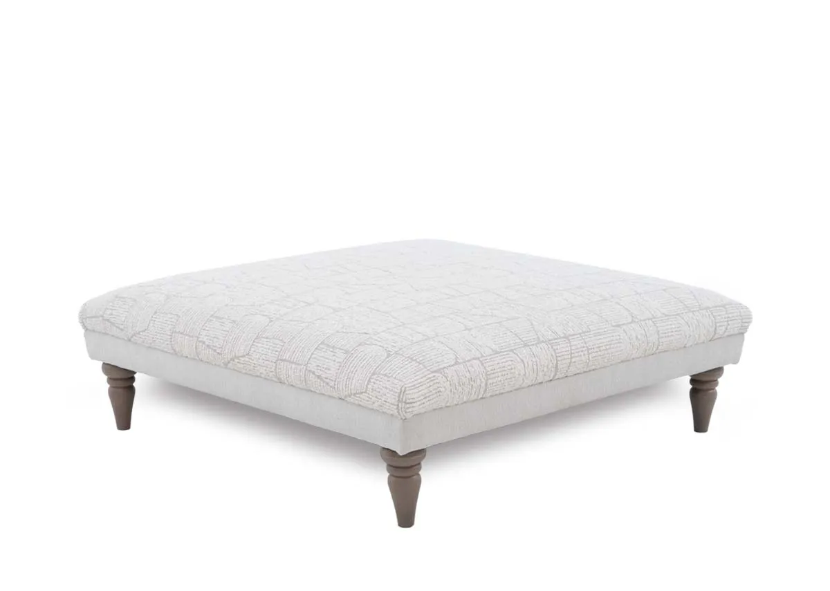 Cream Accent Fabric Square Footstool - Paloma