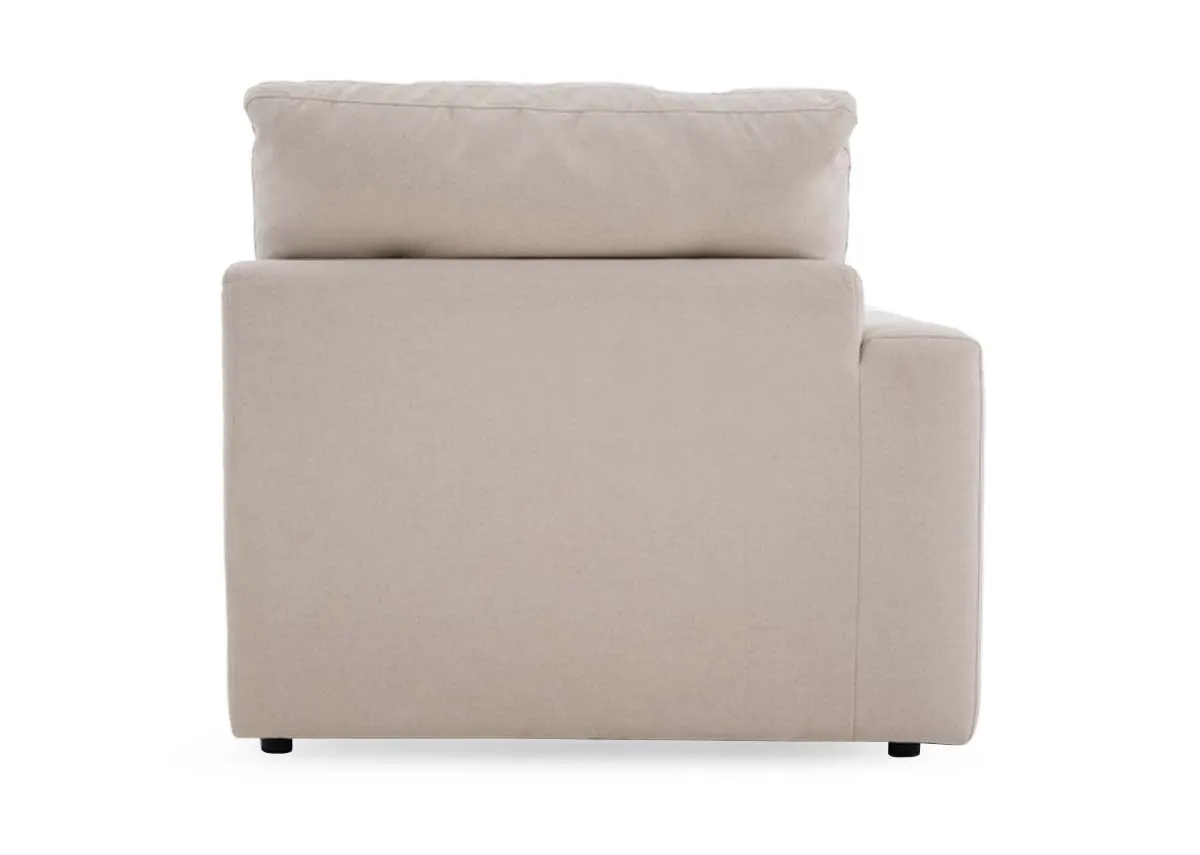 A beige fabric LAF unit from EZ livings Cozy range. Back view