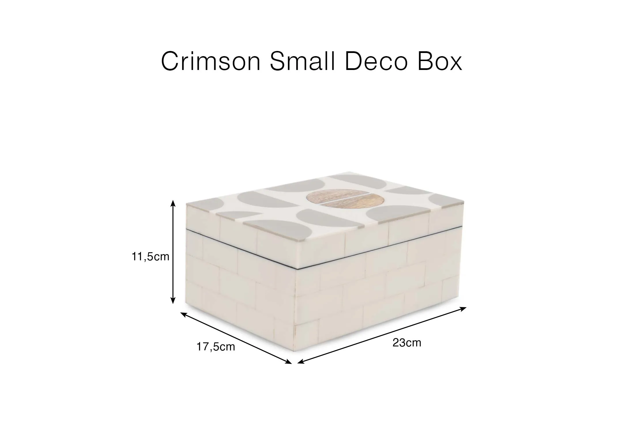 A dimension image of the Cromson Small Box with 23cm x 11.5cm 