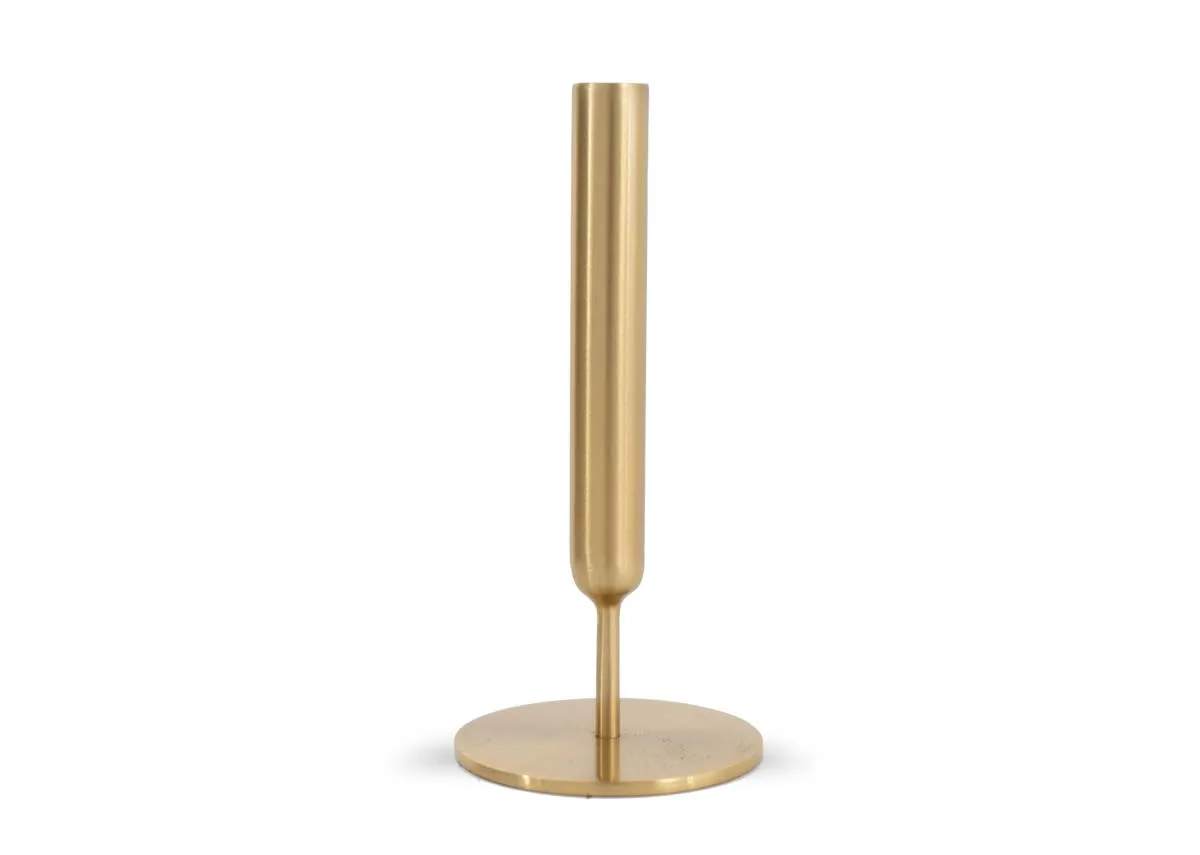 A gold metal candle stock holder from EZ Livings Damson range.