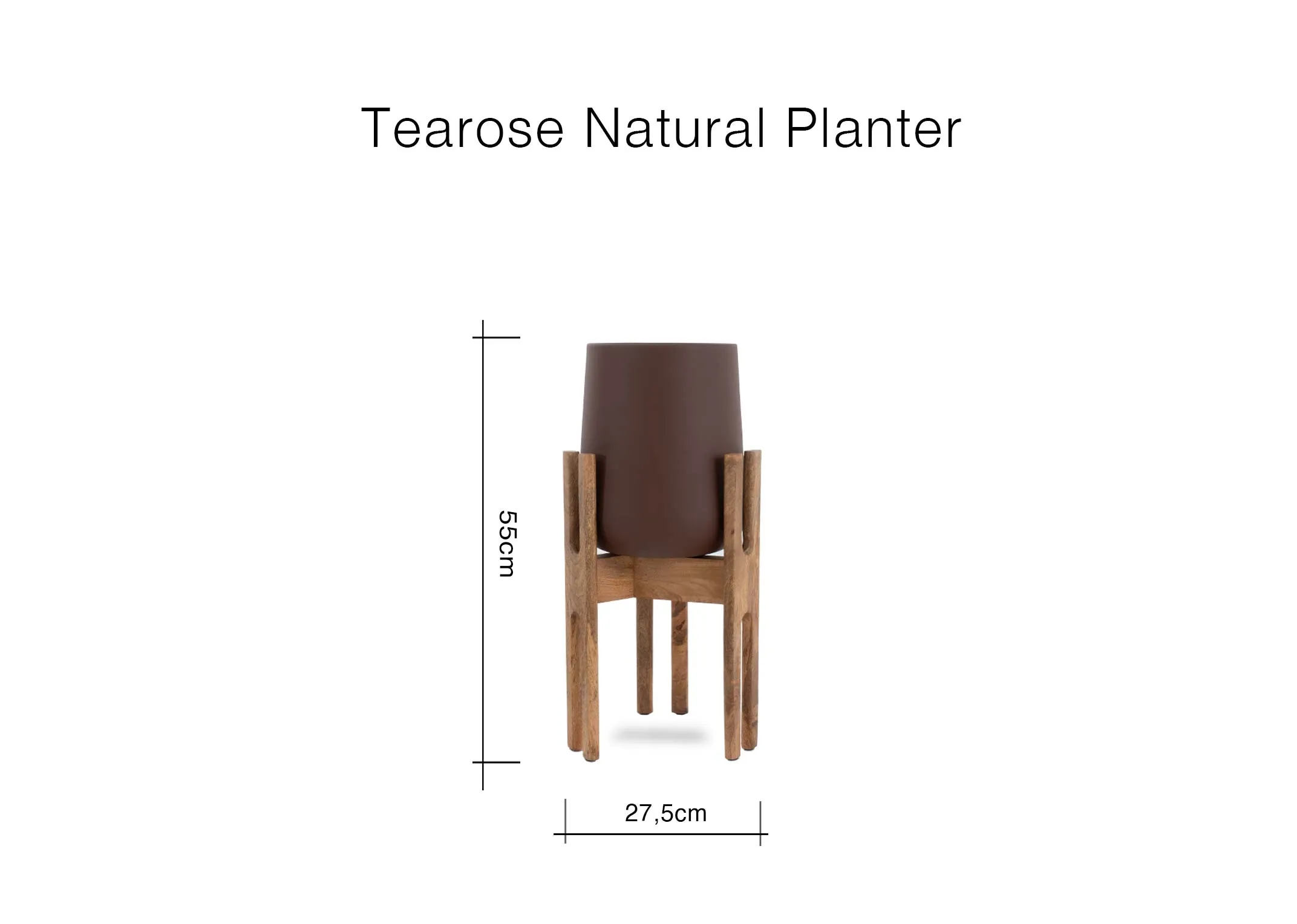 A dimension image of Tearose Planter range with 27.5cm x 55cm