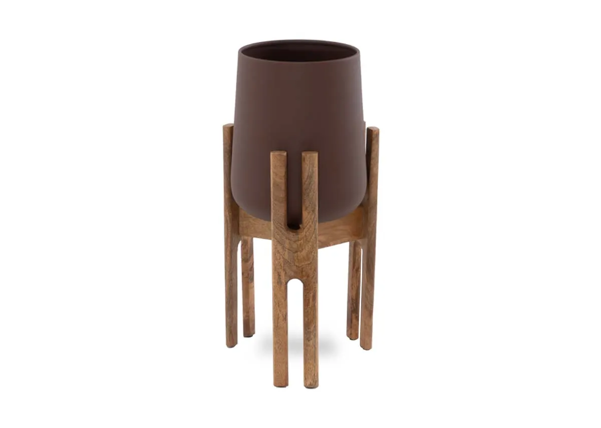 Brown Wood Planter - Tearose