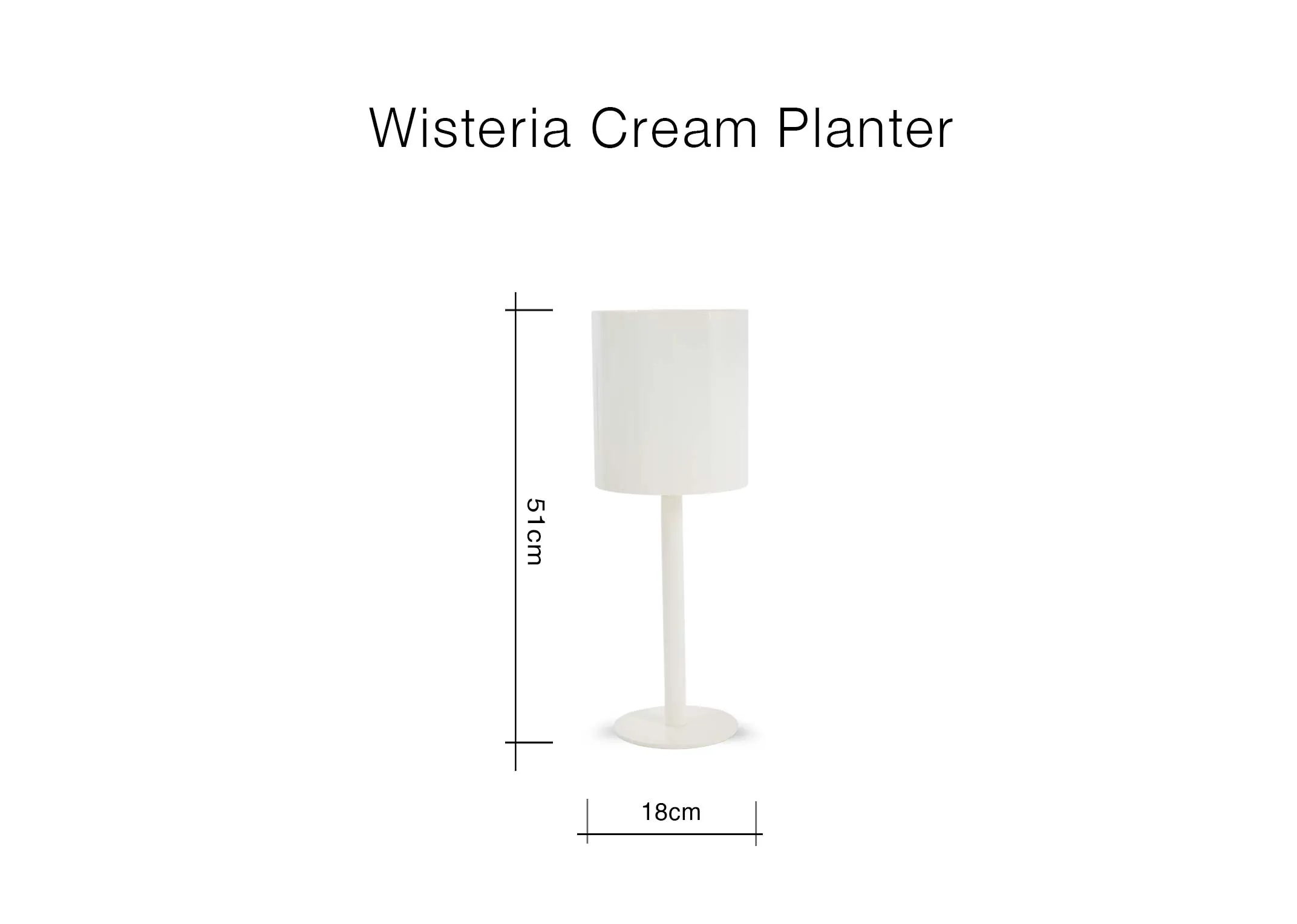 A dimension image of the Wisteria Planter with 18cm x 51cm