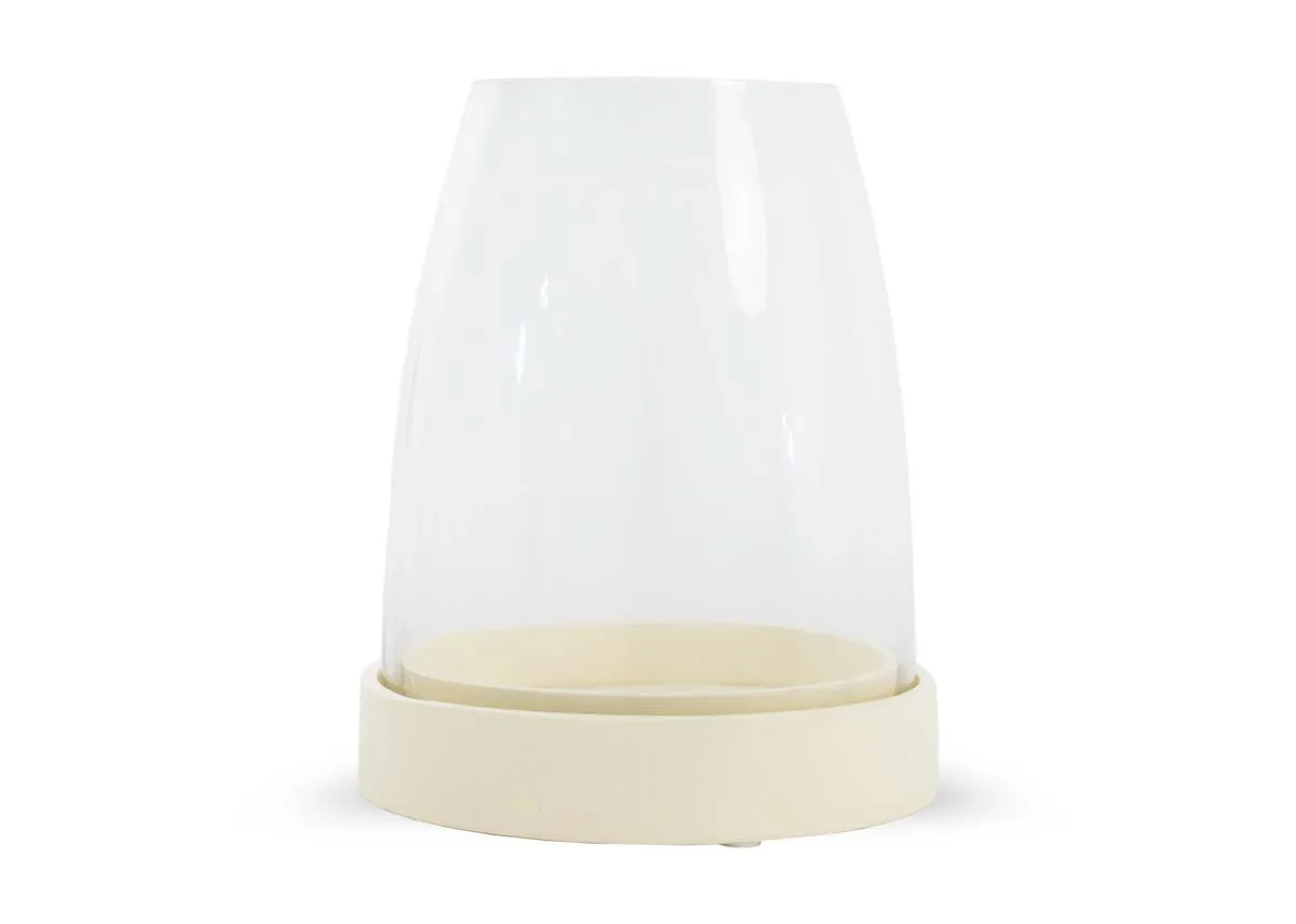 A front view of the cream base with glass Carnationa holder for candle