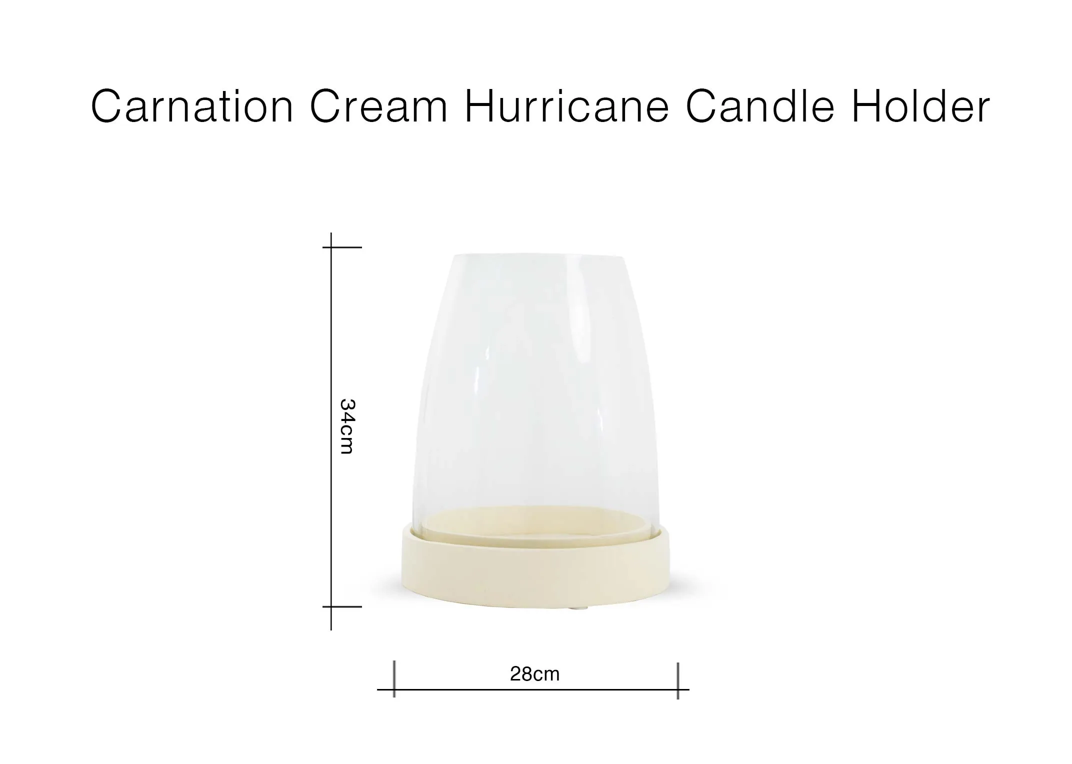 A dimension image of the Carnation candle holder with 28cm x 34cm
