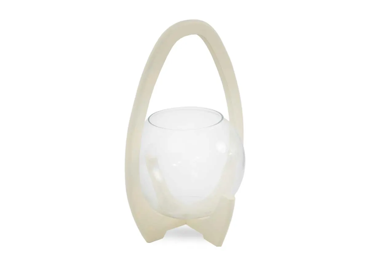 Large Ivory & Glass Candle Holder - Kimora