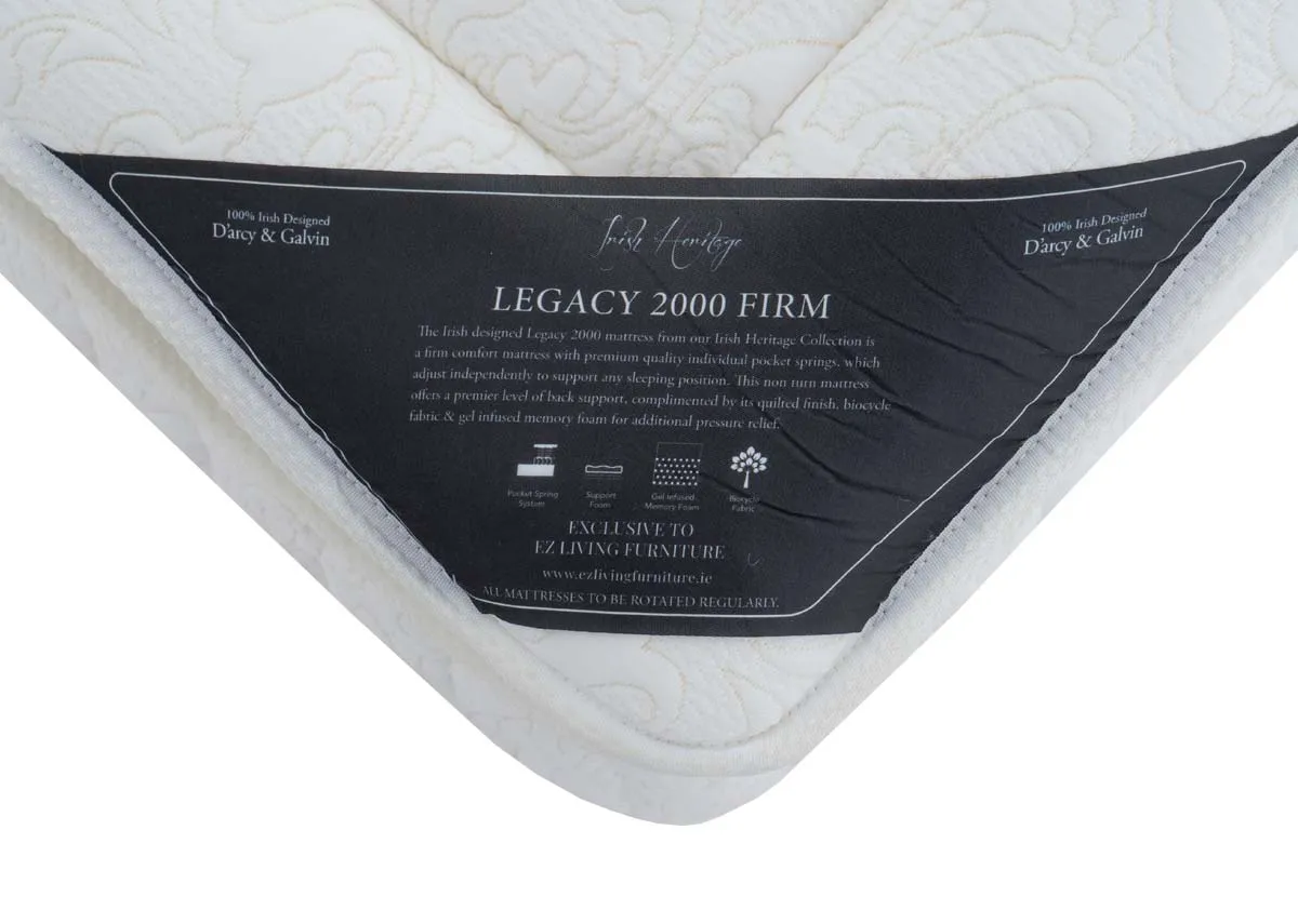 A dimension image of he Legacy Firm mattress with 30cm depth