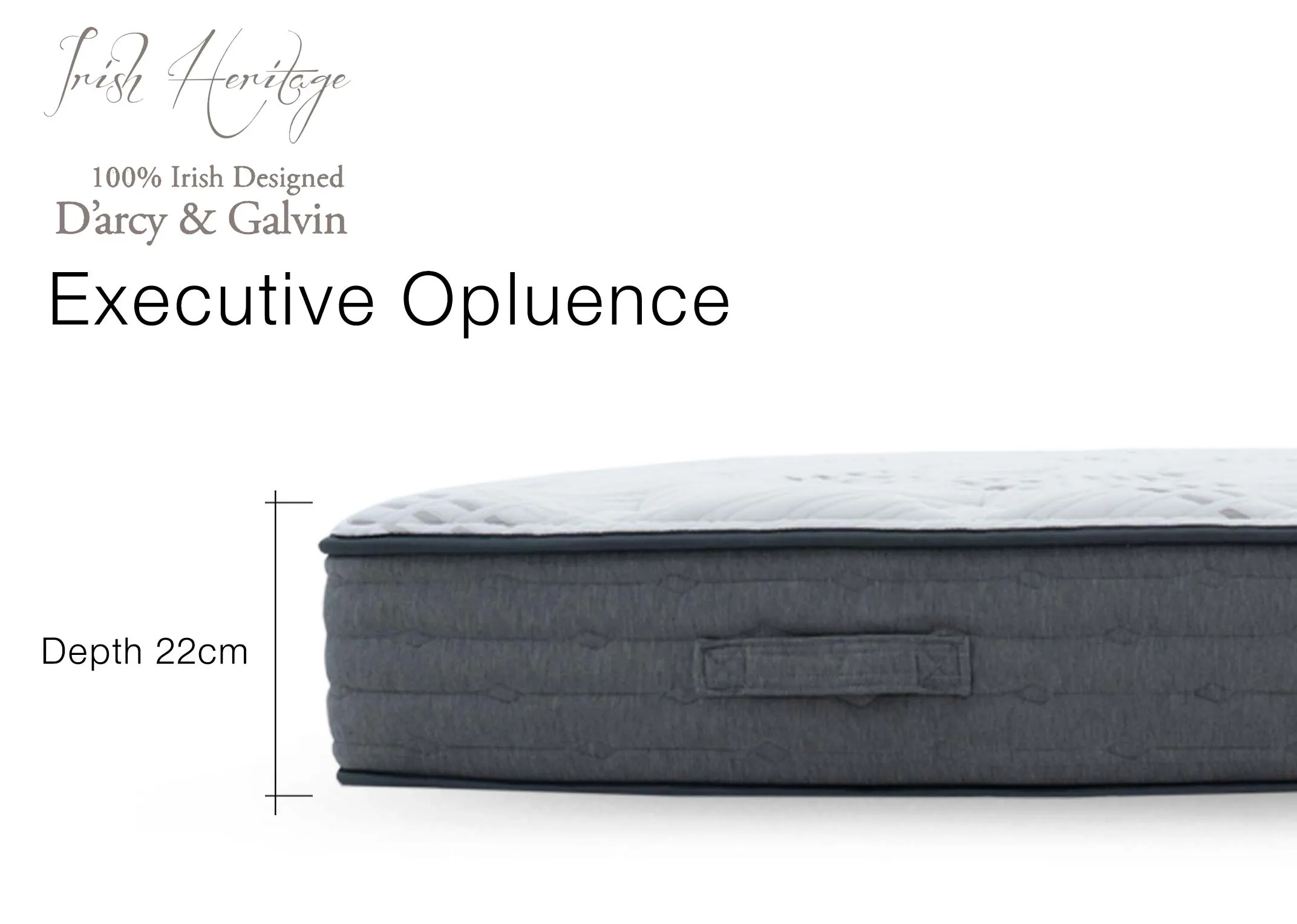 A dimension image of the executive opulence mattress with 22cm Depth