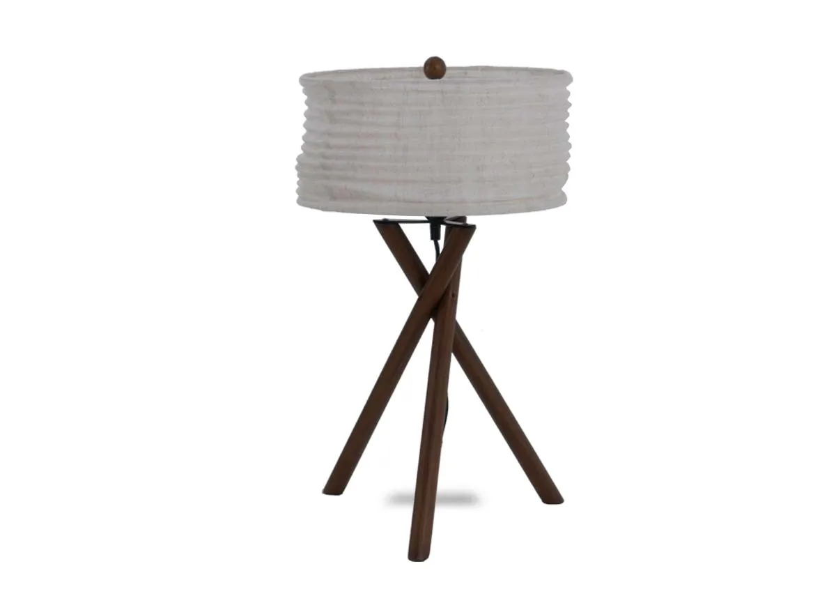 Wood Table Lamp with White Shade - Coolrain