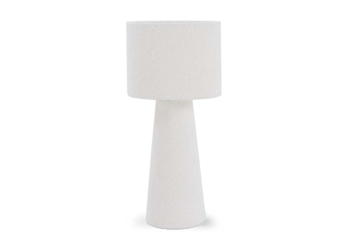 White Table Lamp with Boucle Shade - Tullow