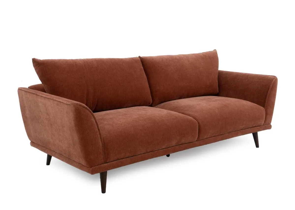 4 Seater Rust Fabric Sofa - Boutique