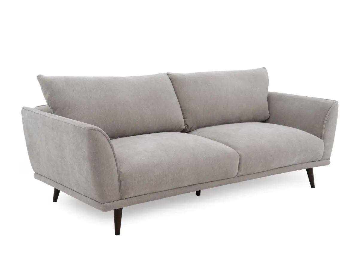 4 Seater Silver Fabric Sofa - Boutique