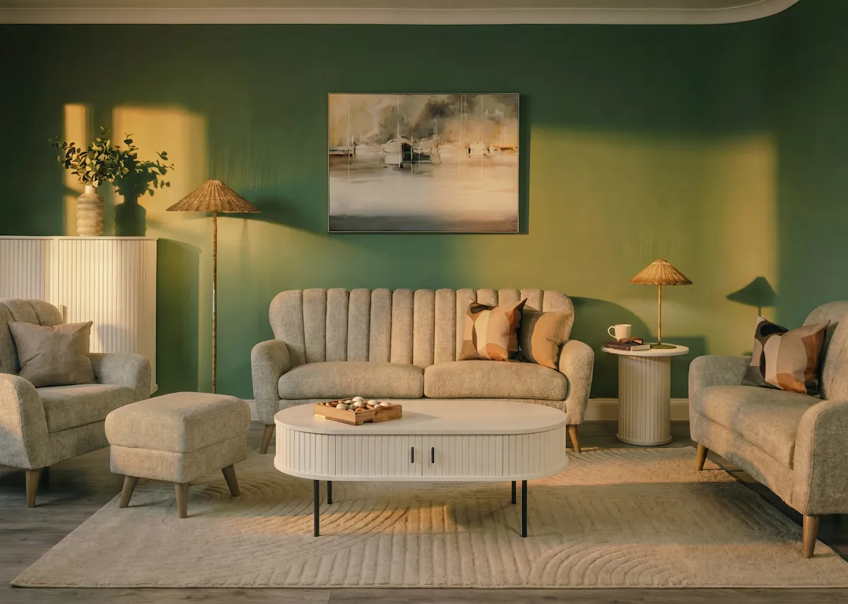 3 Seater Beige Fabric Sofa - Harper