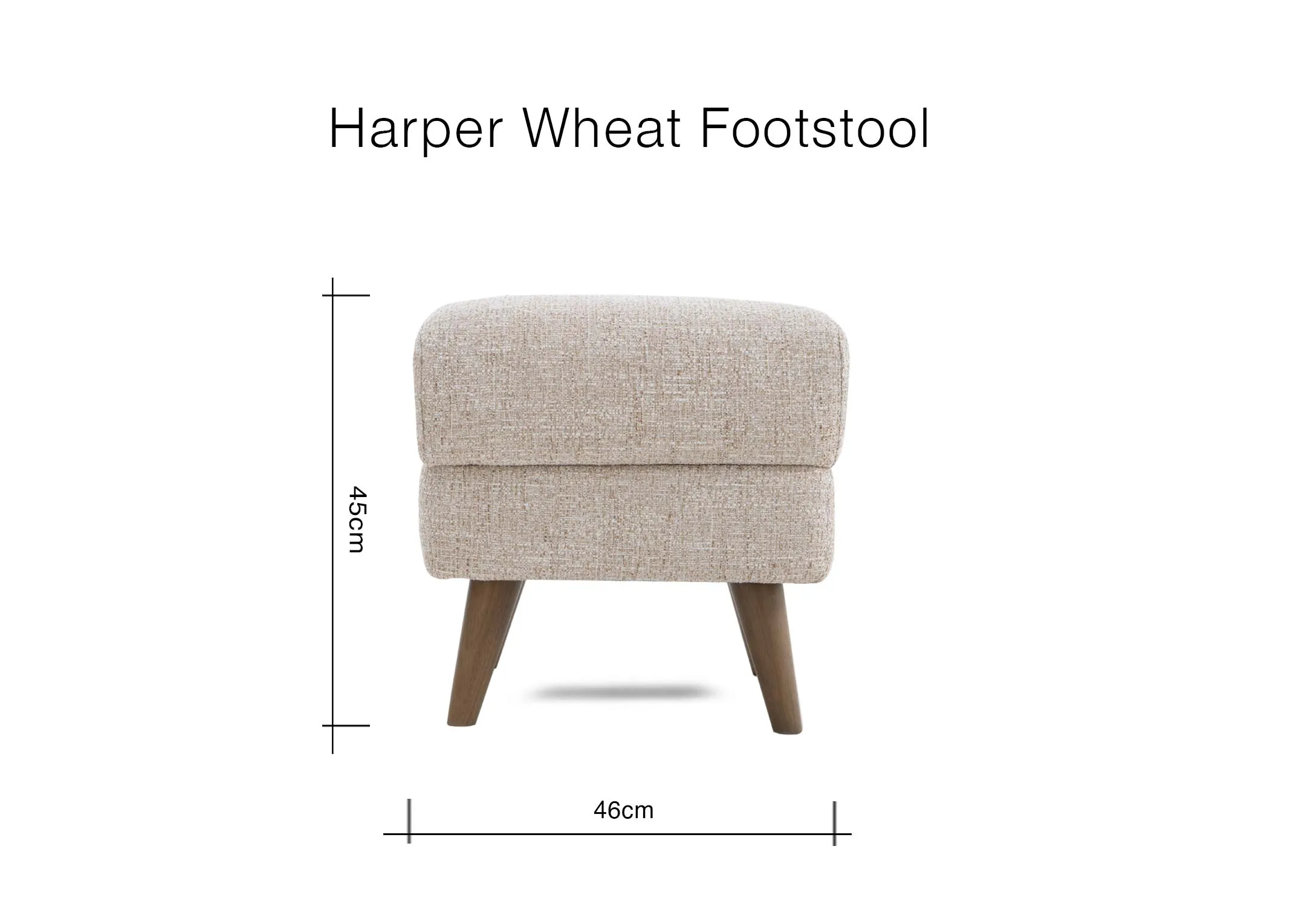 A dimension image of the Harper footstool with 46cm x 45cm