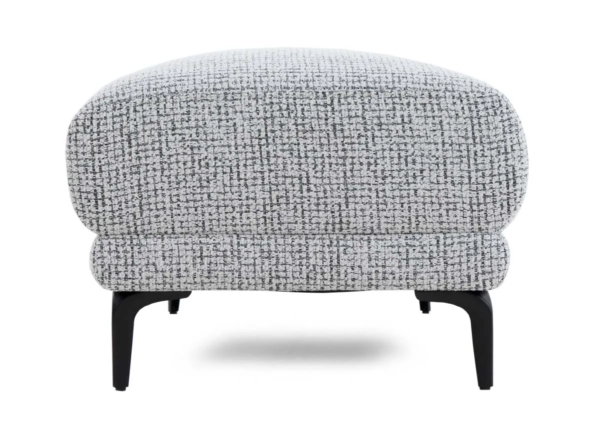 A lifestyle image of the Oyster Footstool with 102cm x 62cm x 45cm