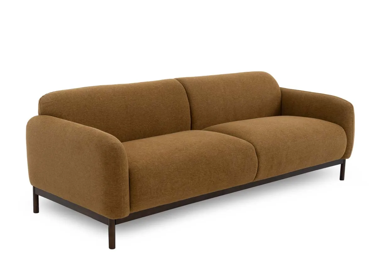 3 Seater Gold Fabric Sofa - Loft