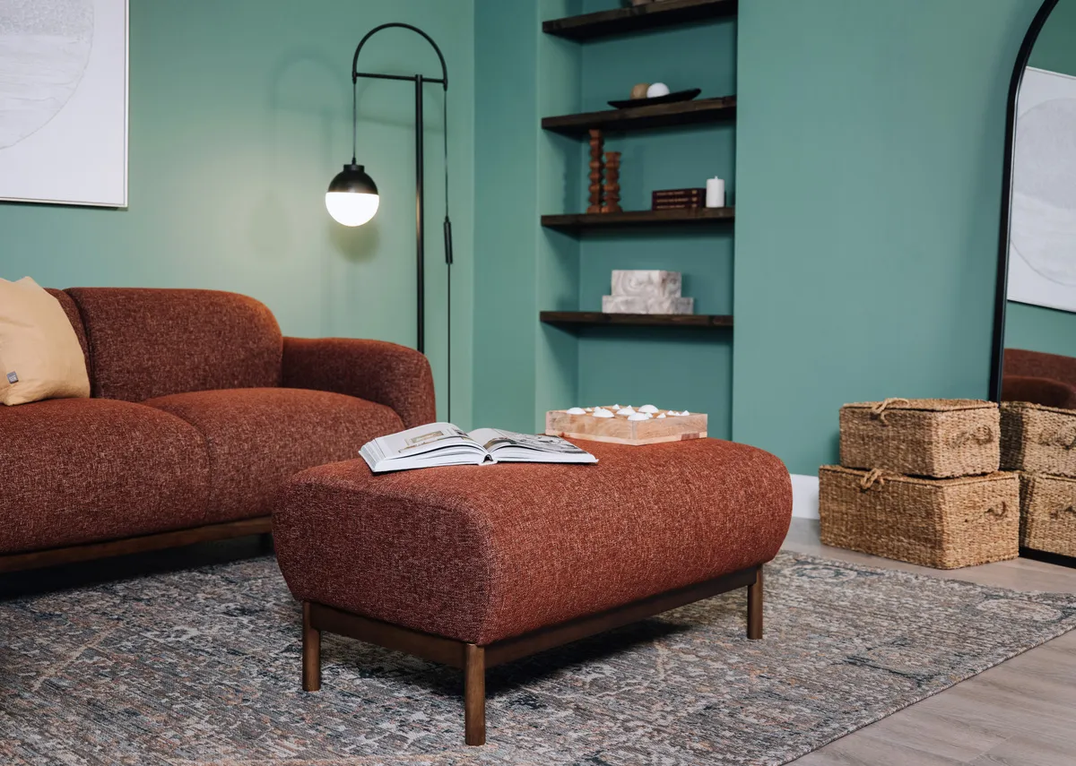 Rust Fabric Footstool - Loft