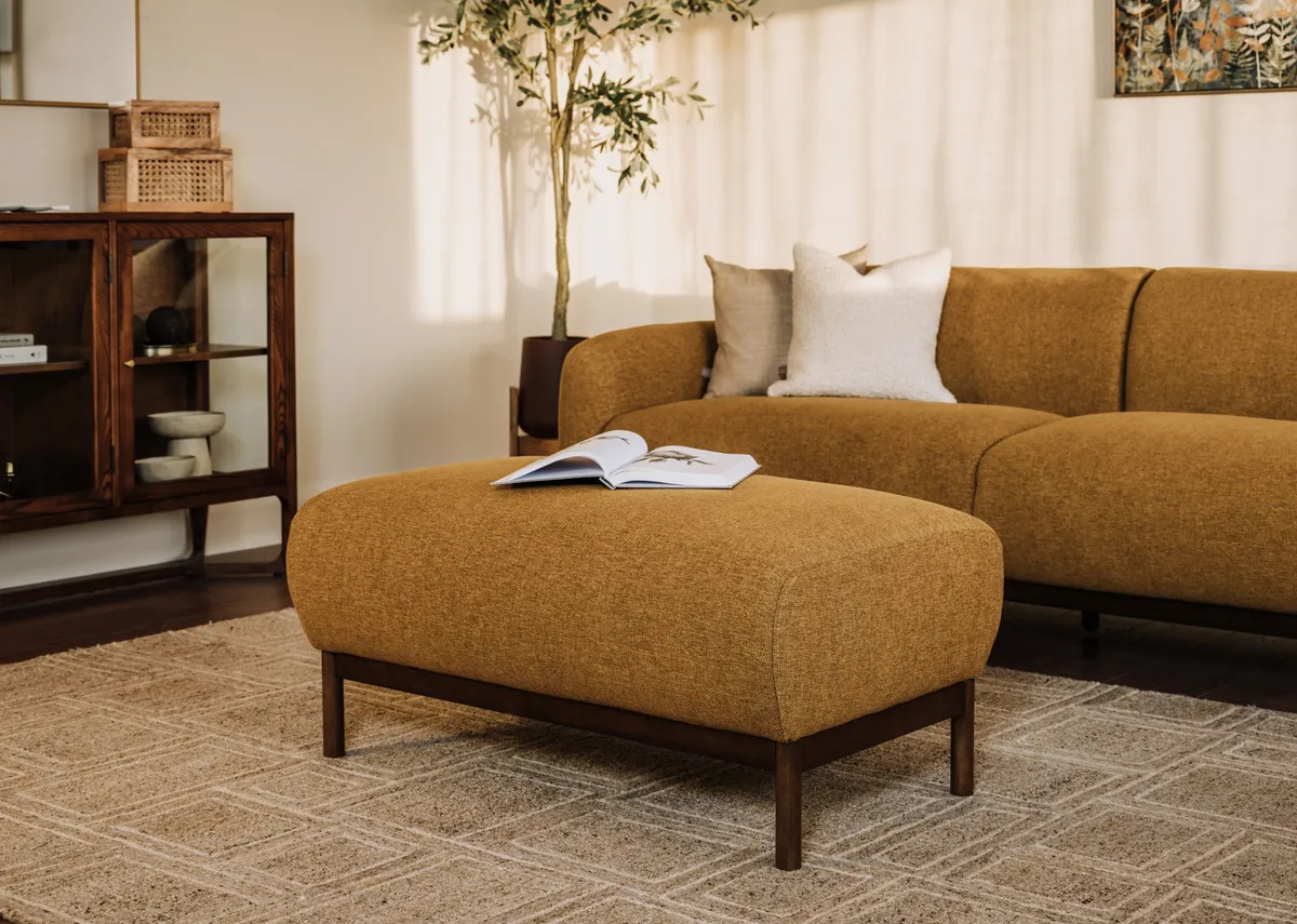 Gold Fabric Footstool - Loft