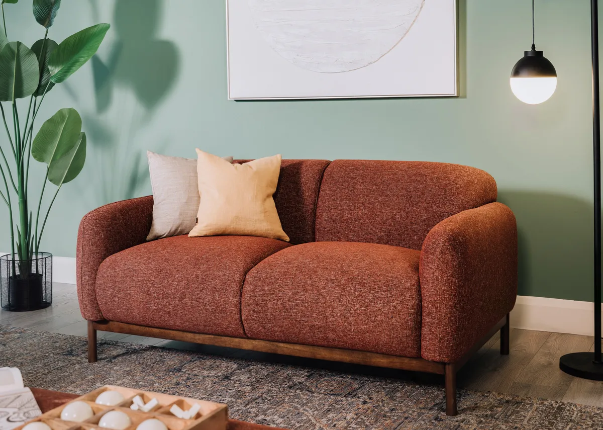 2 Seater Rust Fabric Sofa - Loft