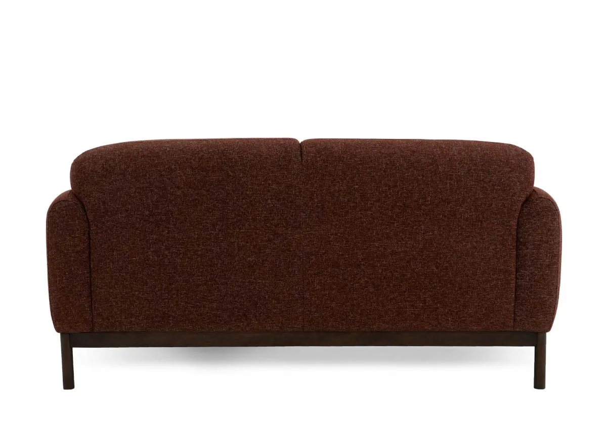 A 2 seater sofa in brick rust fabric from EZ Livings Loft range. Back view