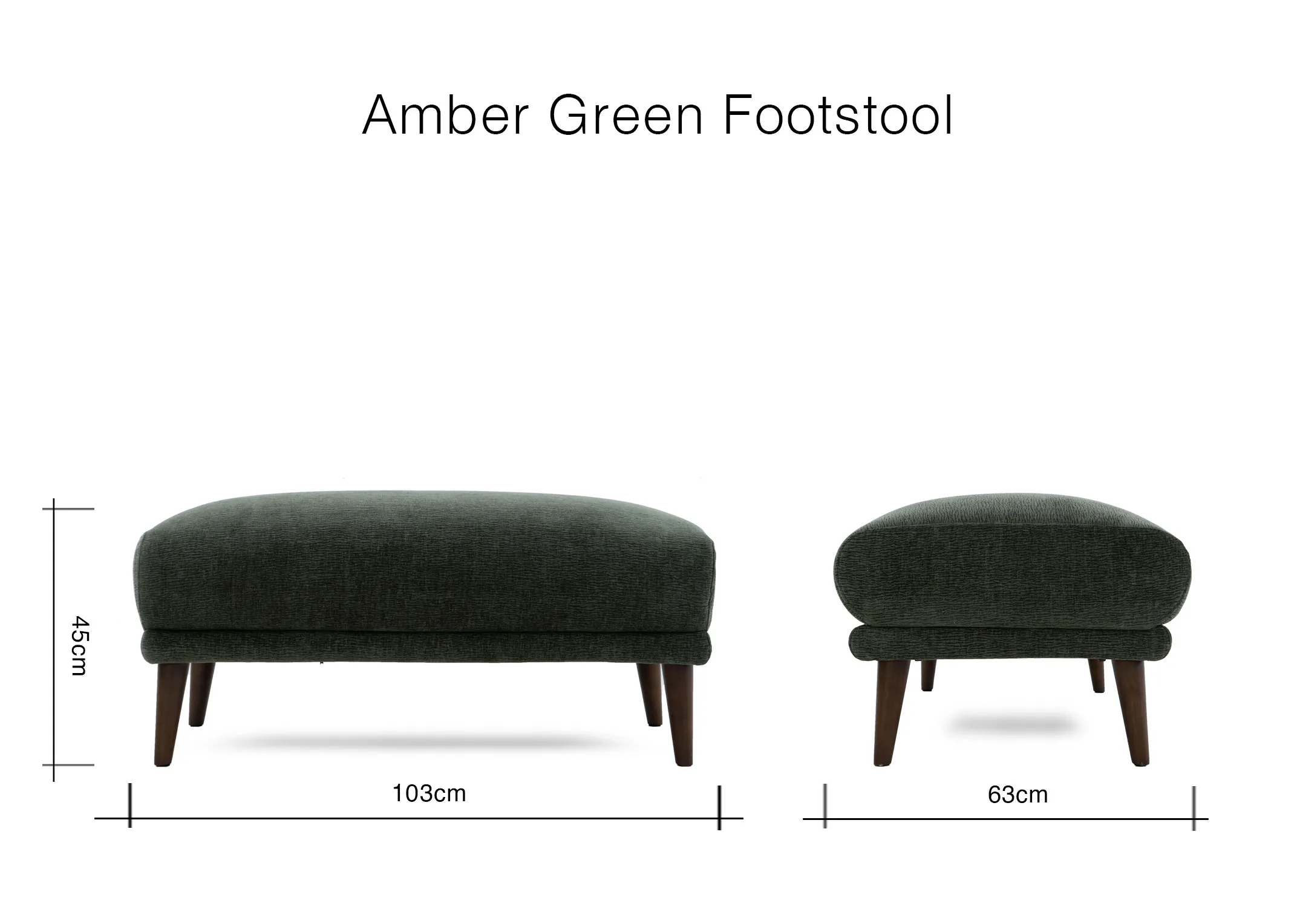 A dimension image of the Amber Footstool with 103cm x 63cm x 45cm