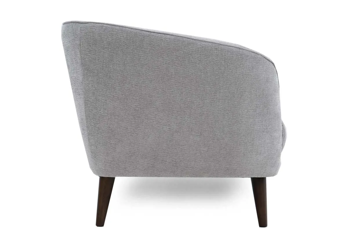 A dimension image of the Amber silver 2 seater sofa with 165cm x 77cm x 84cm