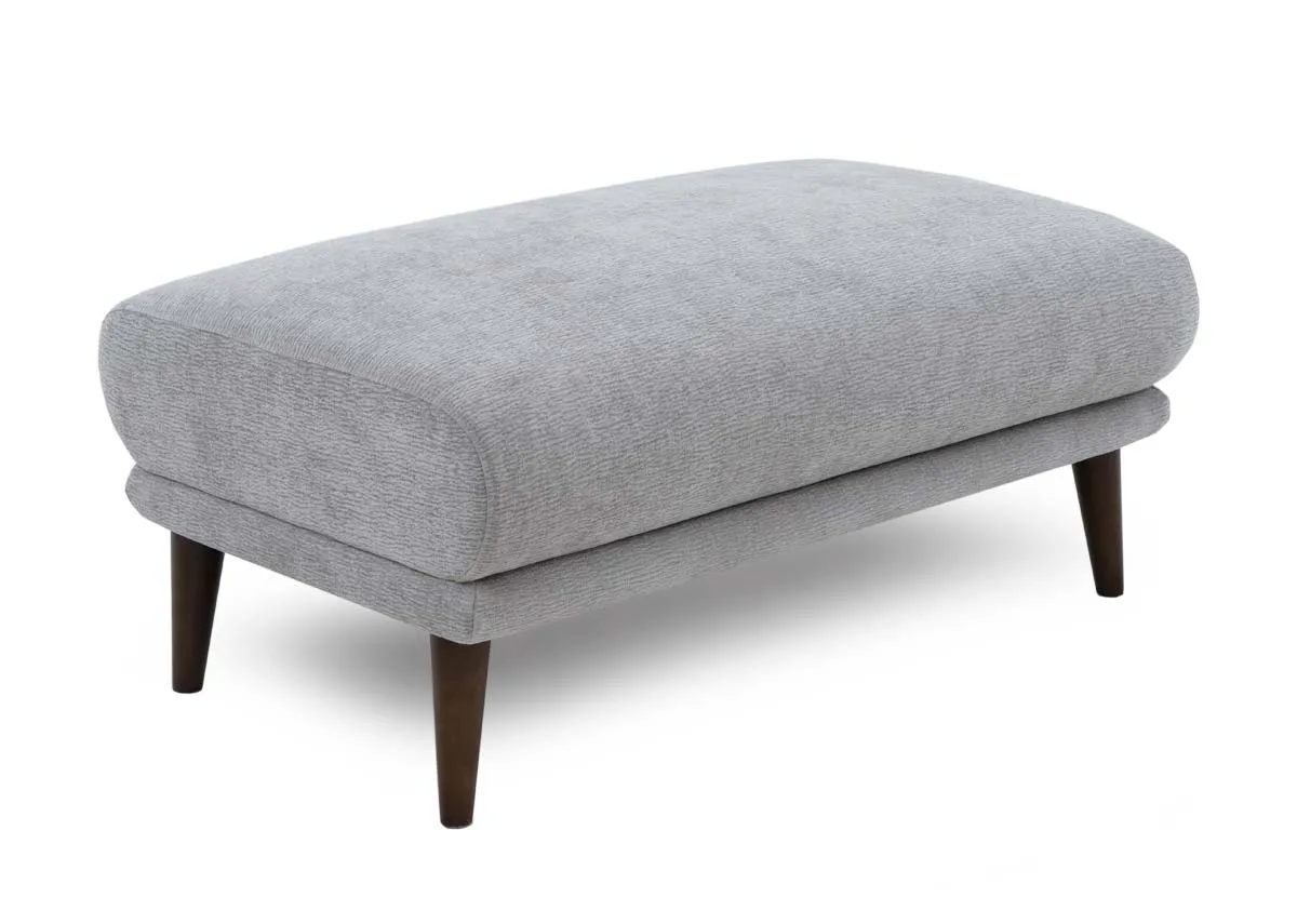 Silver Fabric Footstool - Amber