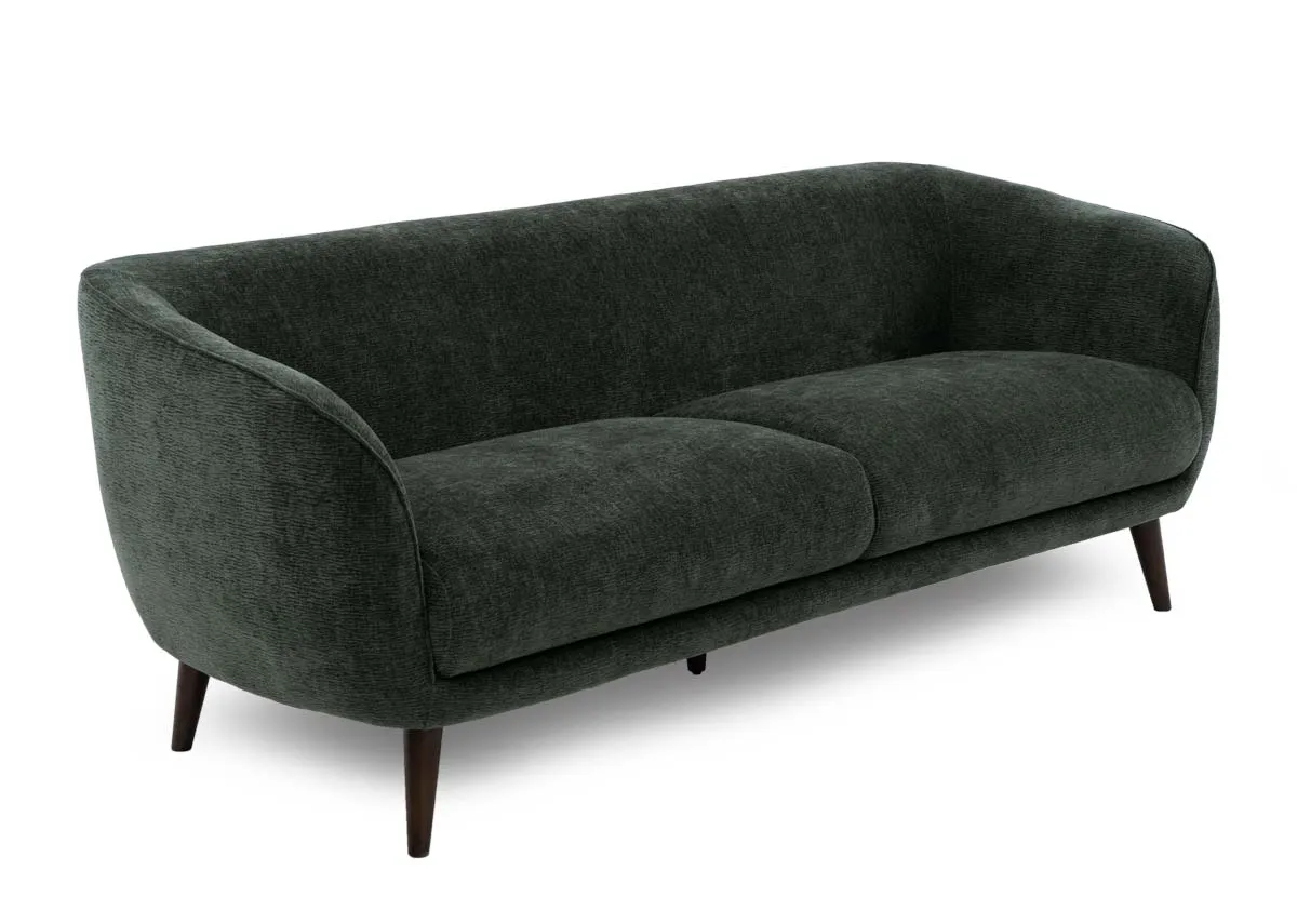 3 Seater Green Fabric Sofa - Amber