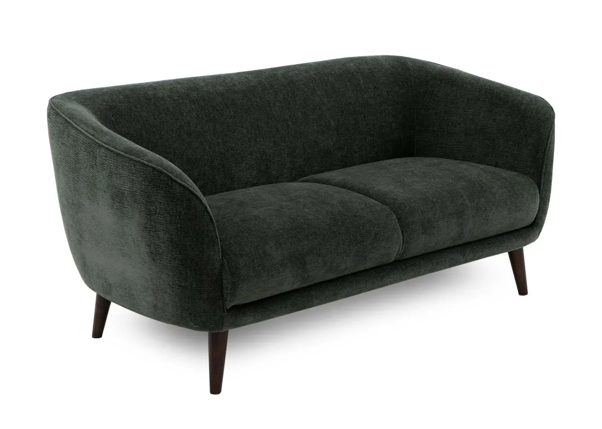 2 Seater Green Fabric Sofa - Amber