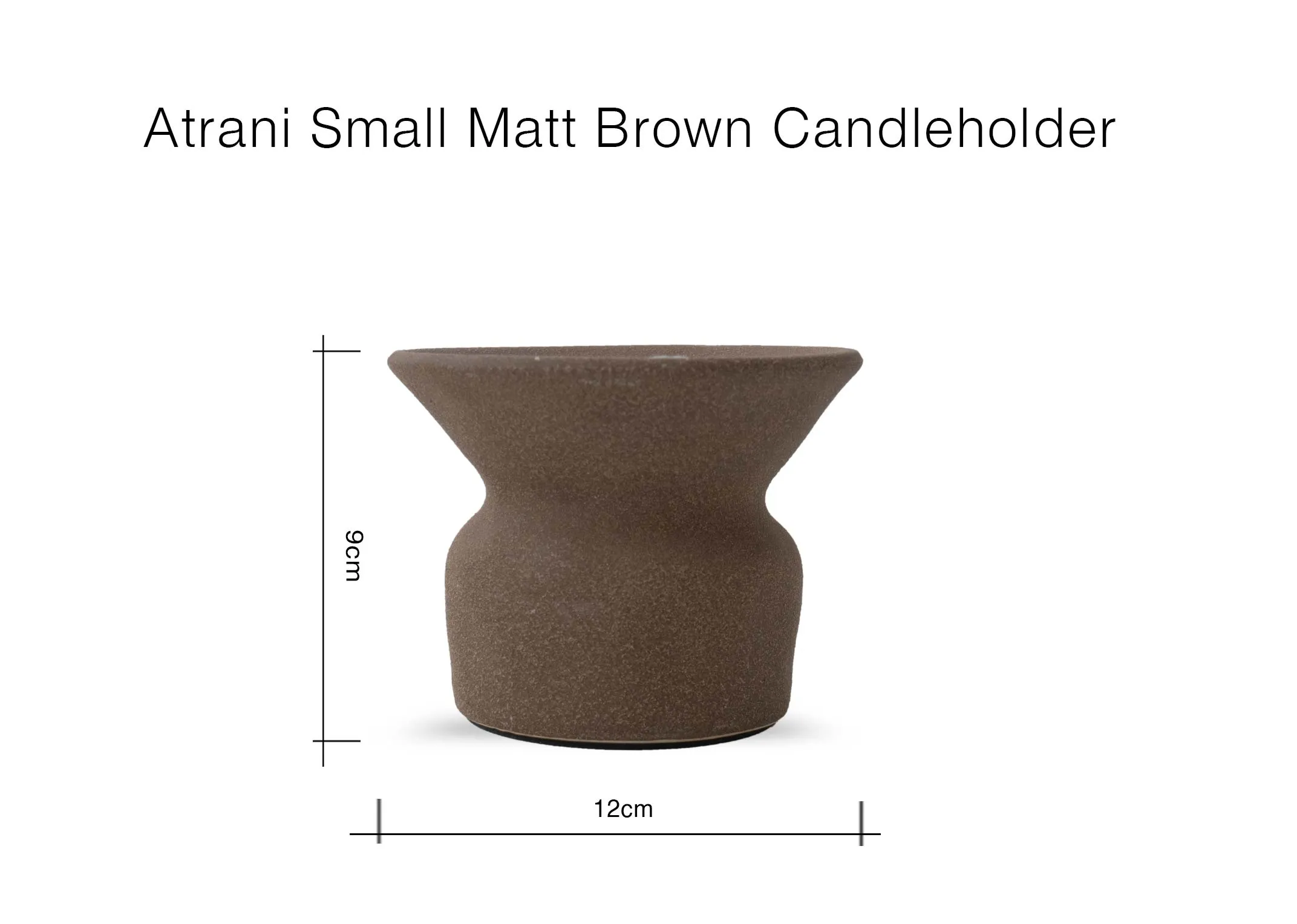 A dimension image of the Atrani small candle holder with 12cm x 9cm