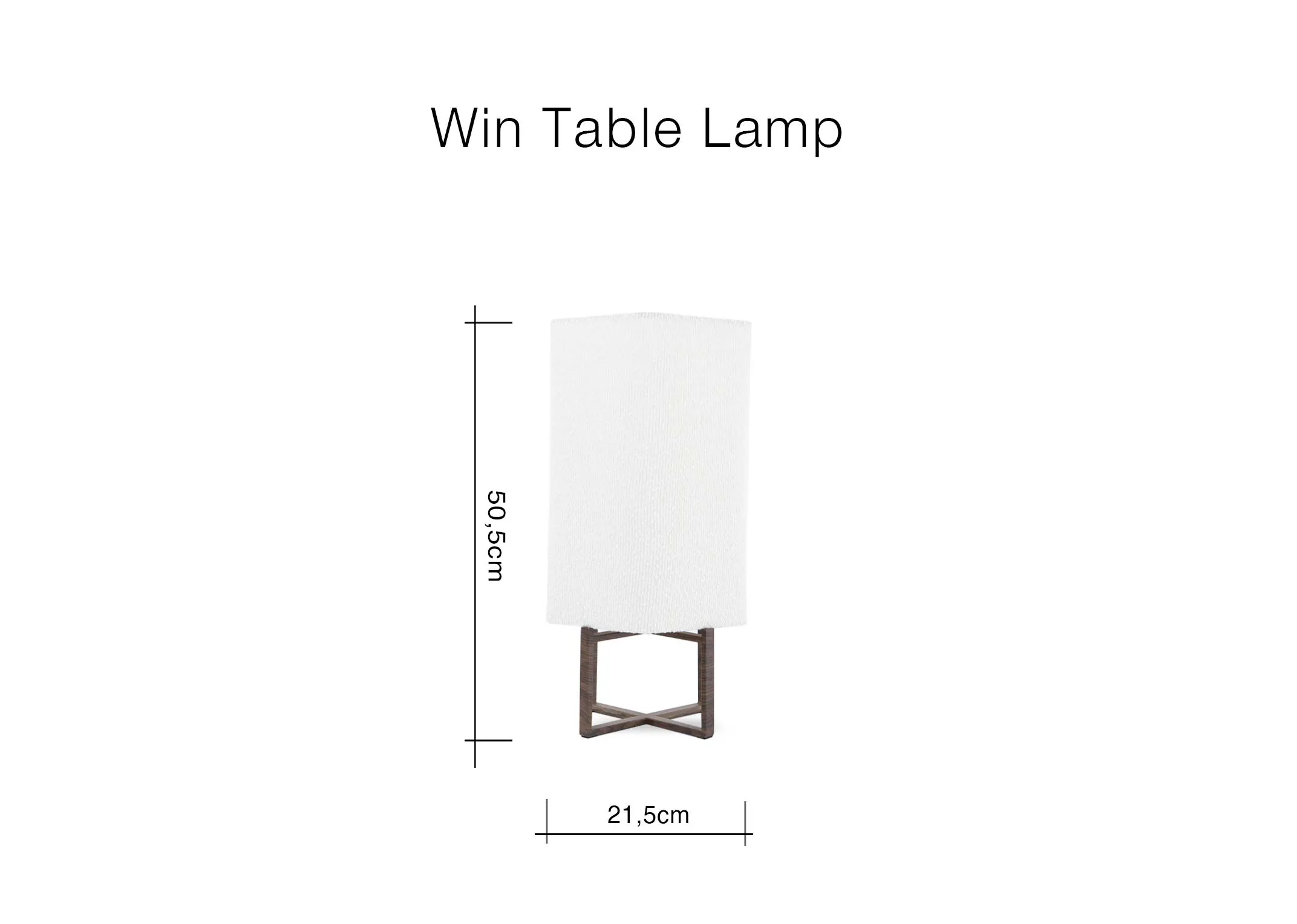 A dimension image of the Wynn Table Lamp with 21.5cm x 50.5cm