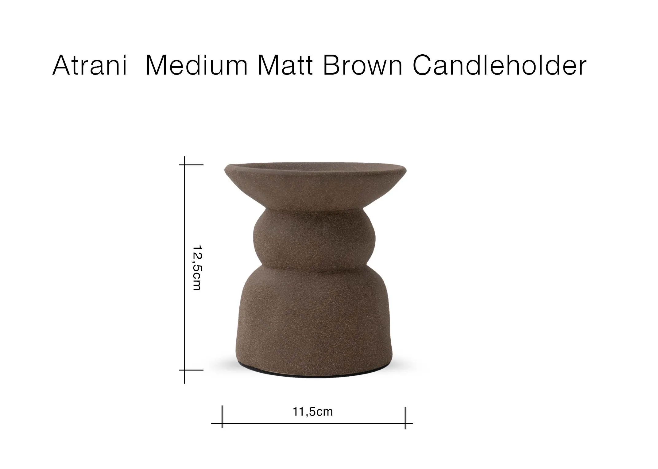 A dimension image of the Atrani medium candle holder with 11.5cm x 12.5cm