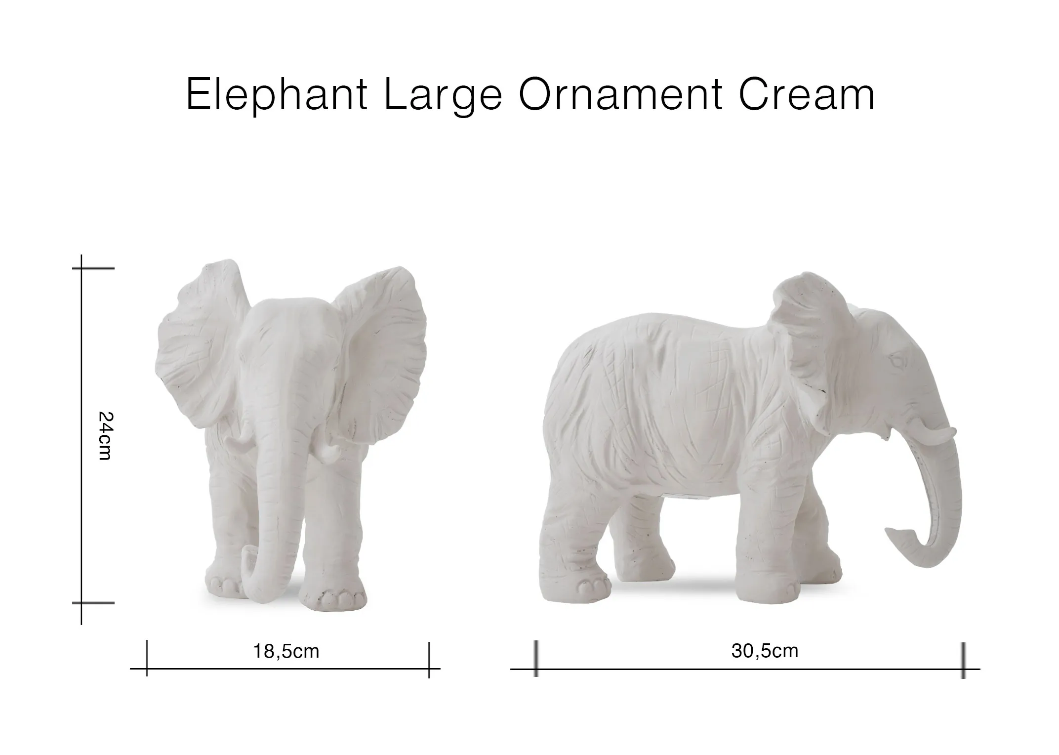 A dimension image of the Elephant Large ornament with 30.5cm x 24cm 