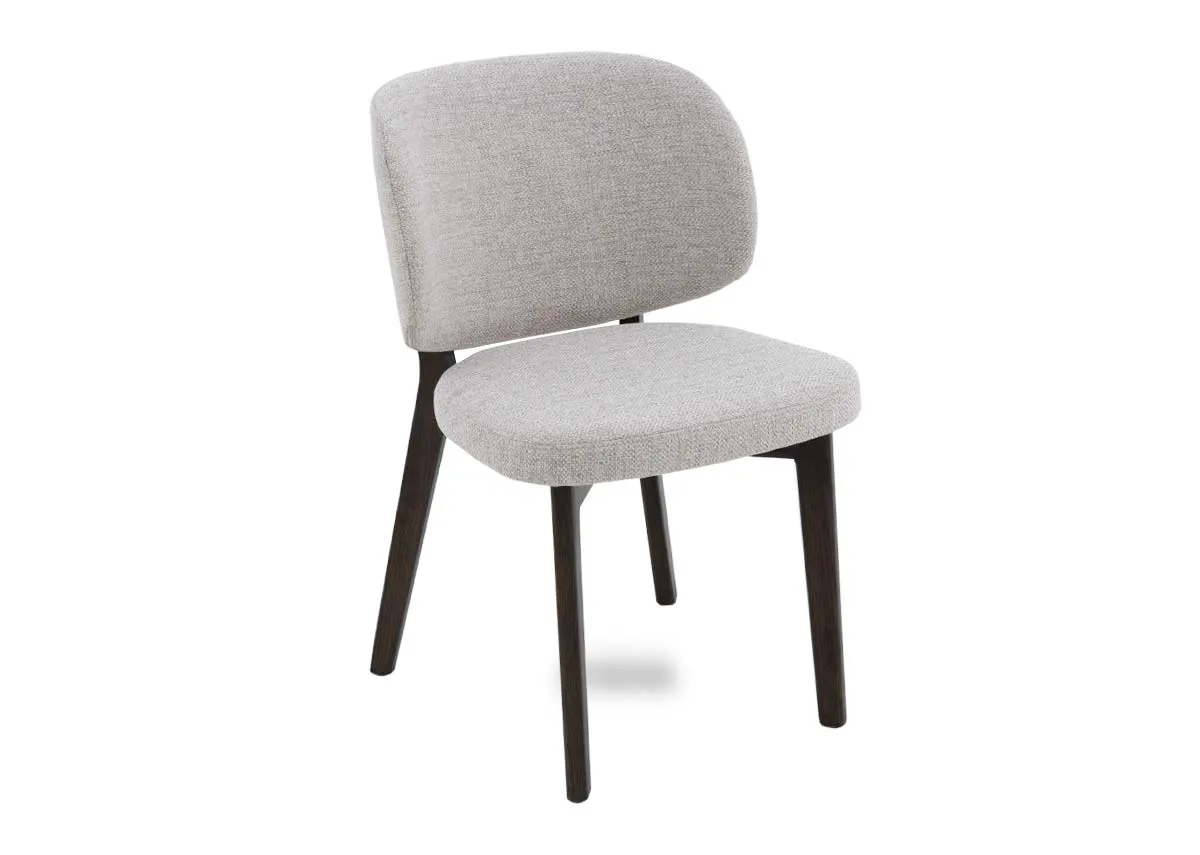 Beige Fabric Dining Chair with Brown Leg - Swan