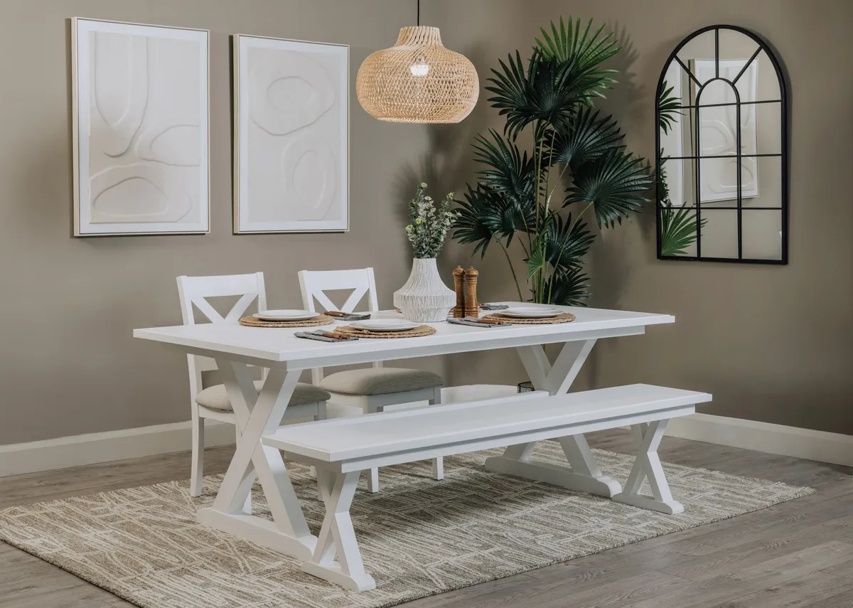 200cm White Dining Table - Hampton