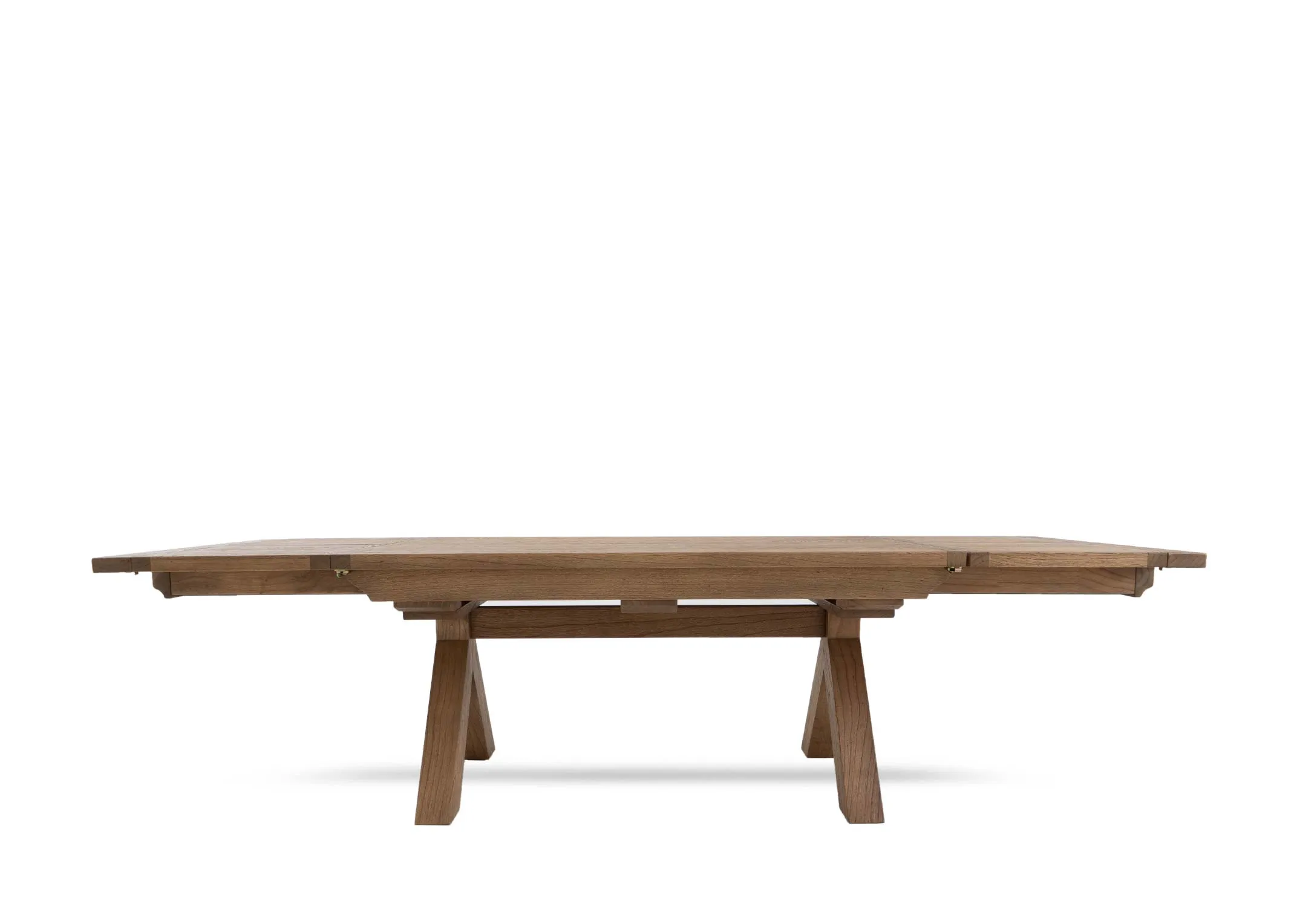An oak dining table from EZ Livings Toulon range. Front view of table extended