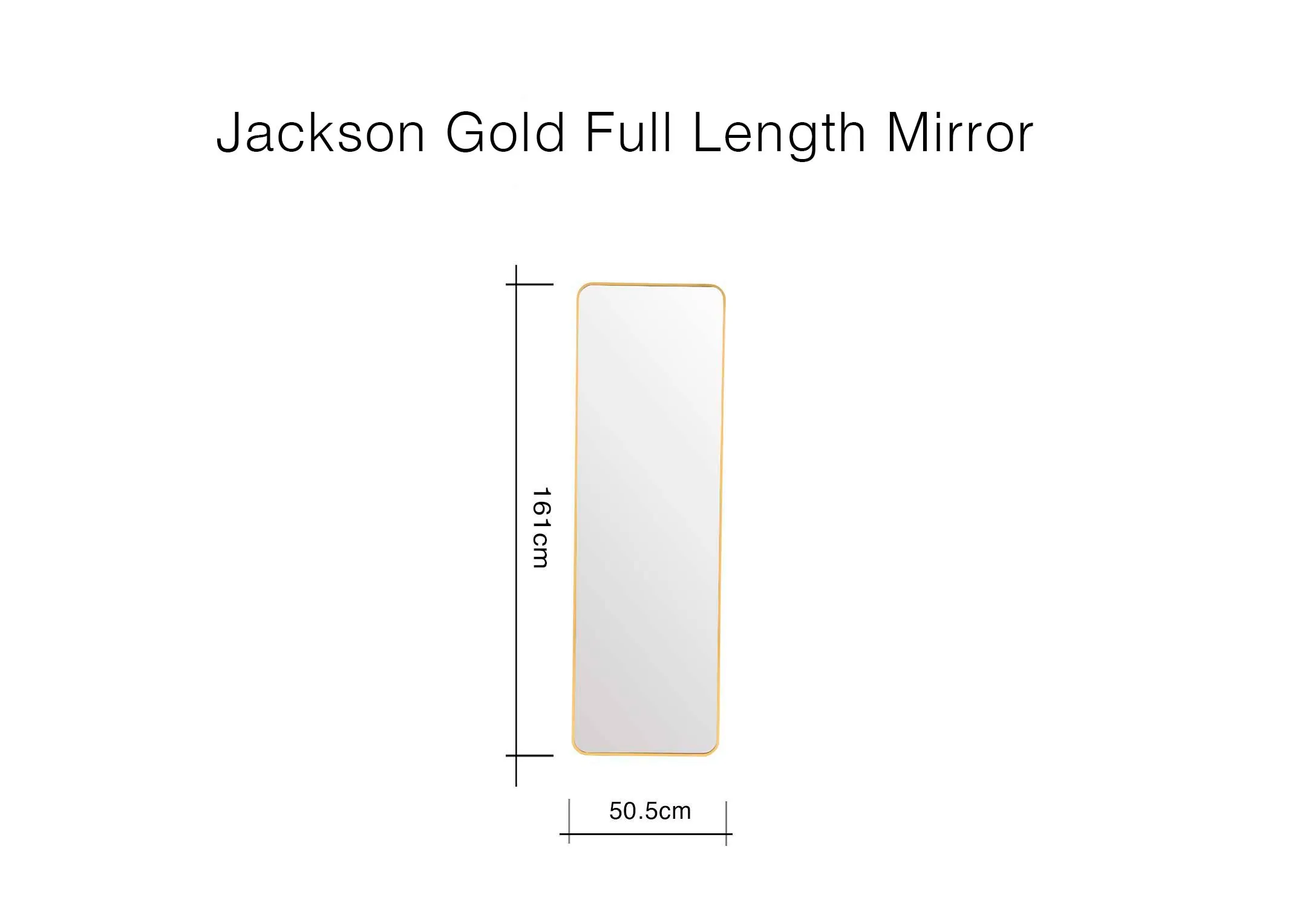 A dimension image of the Jackson Mirror with 80.5cm x 161cm