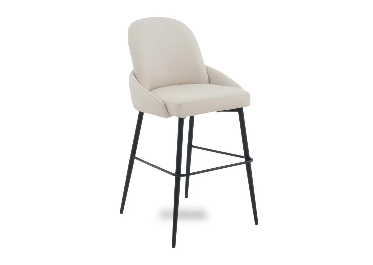 Off-White Leather Counter Bar Stool - Tempo