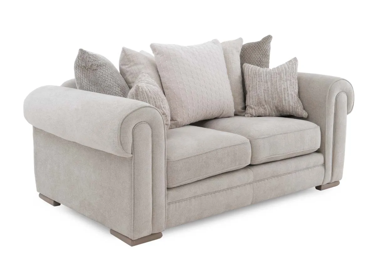 2 Seater Beige Fabric Pillowback Sofa - Olivia
