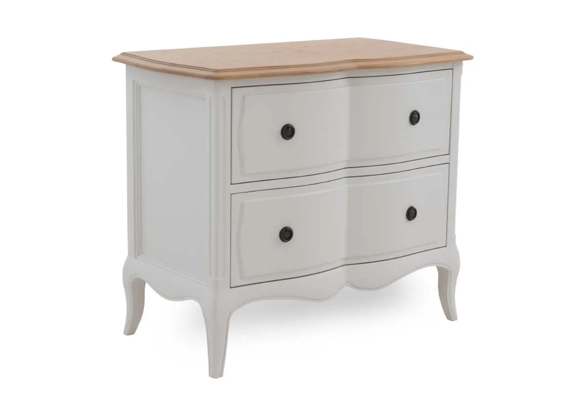 2 Drawer White & Oak Top Locker - Amelie