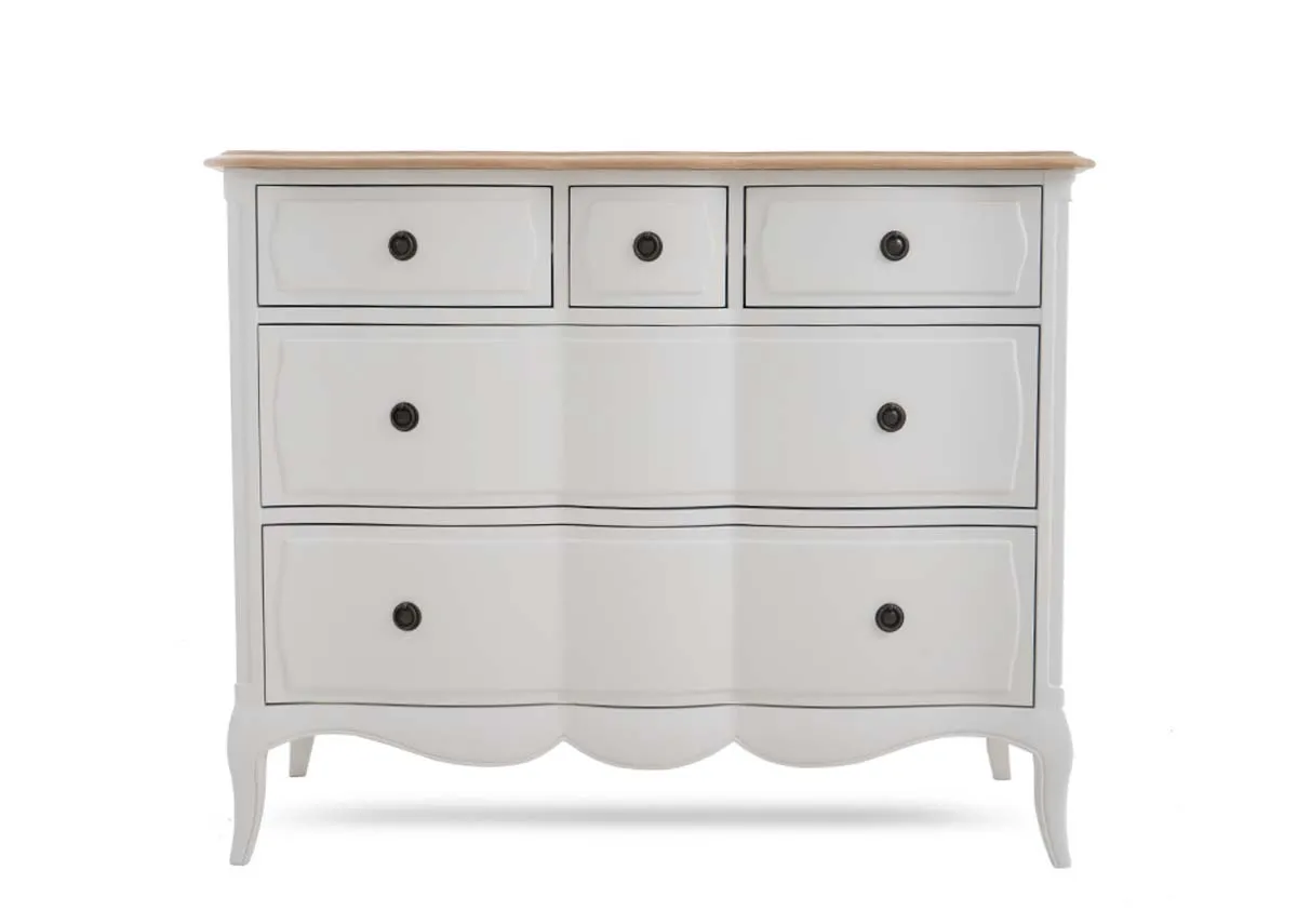 A dimension image of the Amelie chest with 115cm x 48cm x 91cm