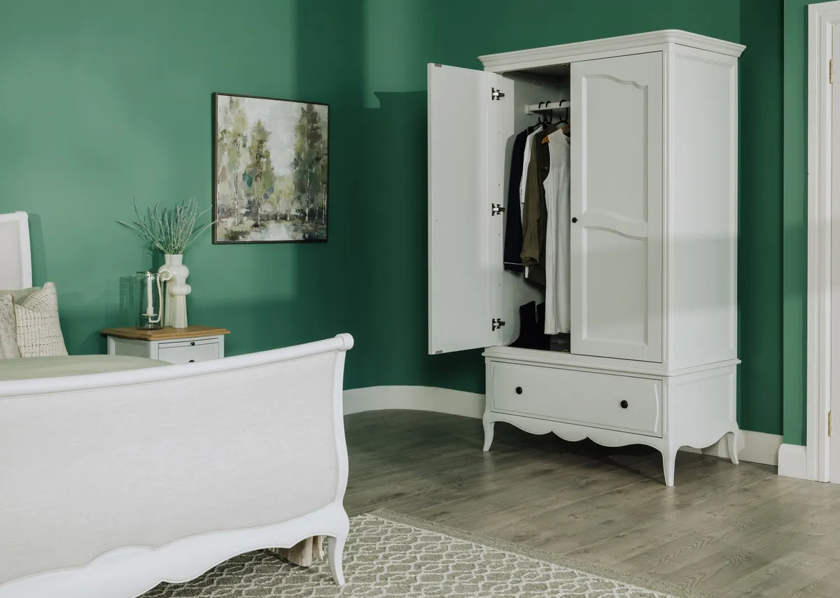 2 Door White & Oak Top Wardrobe - Amelie
