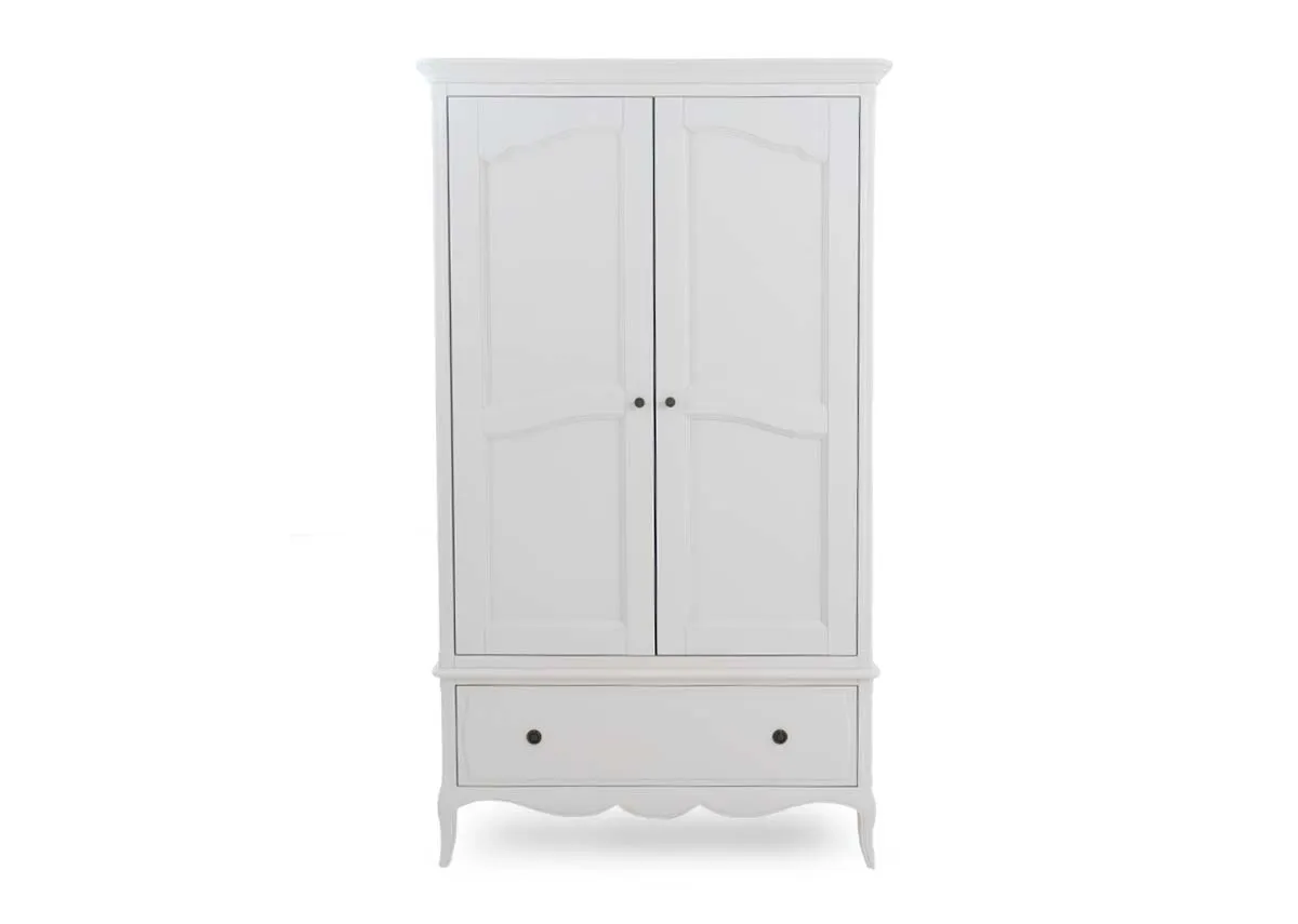 2 Door White & Oak Top Wardrobe - Amelie