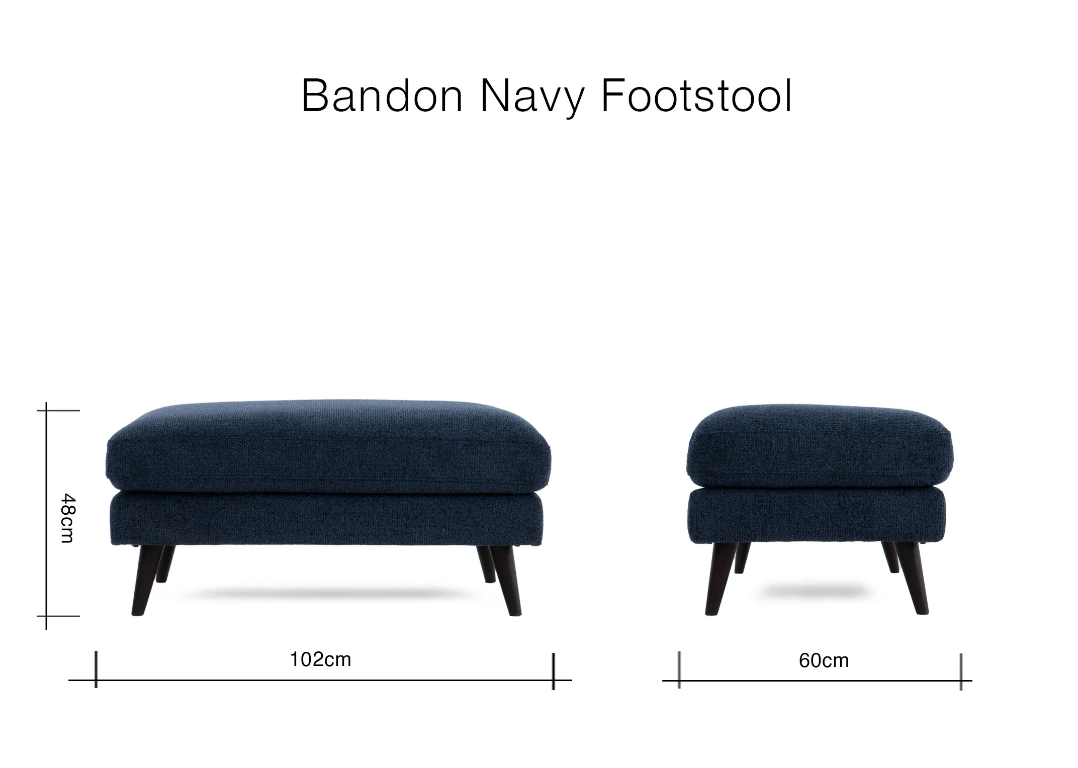 A dimension image of the Bandon Footstool with 100cm x 60cm x 40cm
