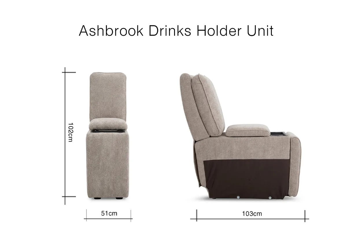 A dimension image of the Ashbrook drinks holder with 51cm x 102cm x 103cm